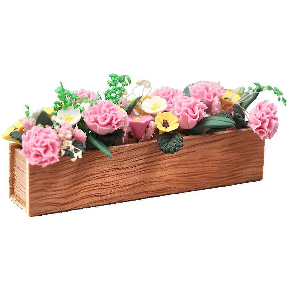 Miniature Flower Bed Model Mini House Decoration Compact Realistic Lifelike 8.1x1.9x3.3cm 1 Set