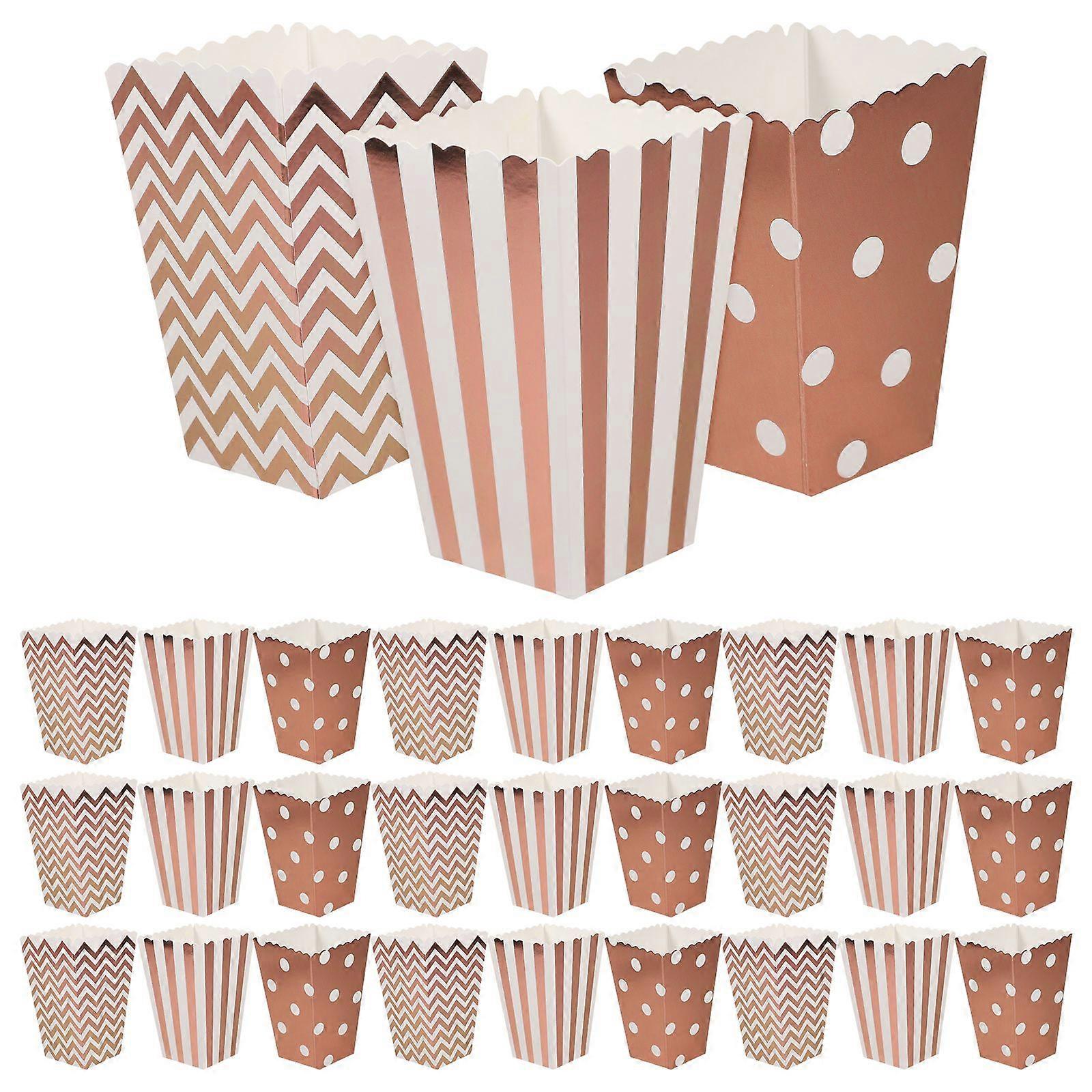 36pcs Popcorn Paper Boxes Dot Stripe Wave Cartons Snack Container for Party Movie Theater 12pcs Dot 12pcs Stripe 12pcs Wave