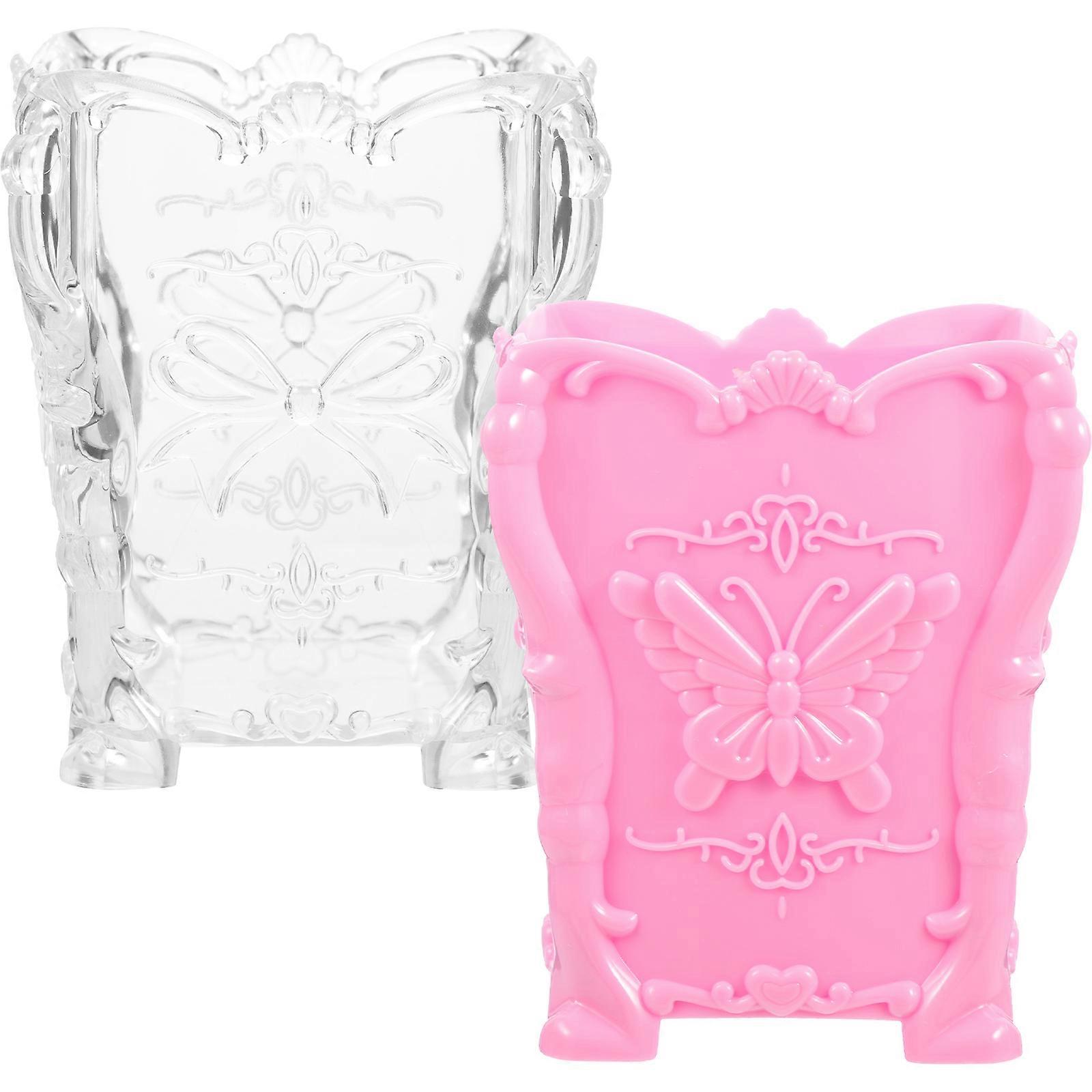 Makeup Brush Holder Organizer 2Pcs PP Assorted Color for Storage and Clutter-Free Desktop