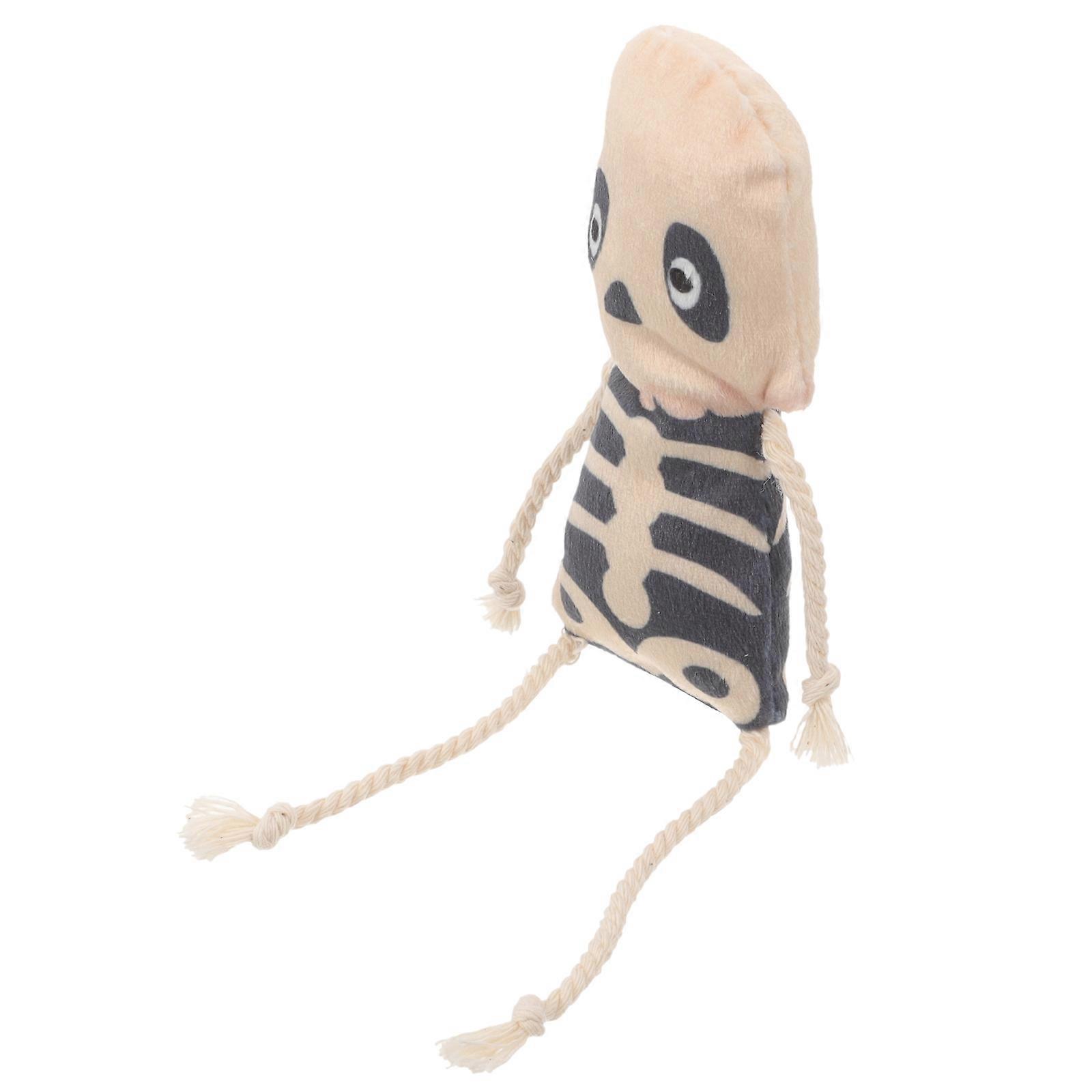 Plush Catnip Skull Toy for Indoor Cats – Chew Resistant Halloween Skeleton Design to Stimulate Instinct and Alleviate Boredom