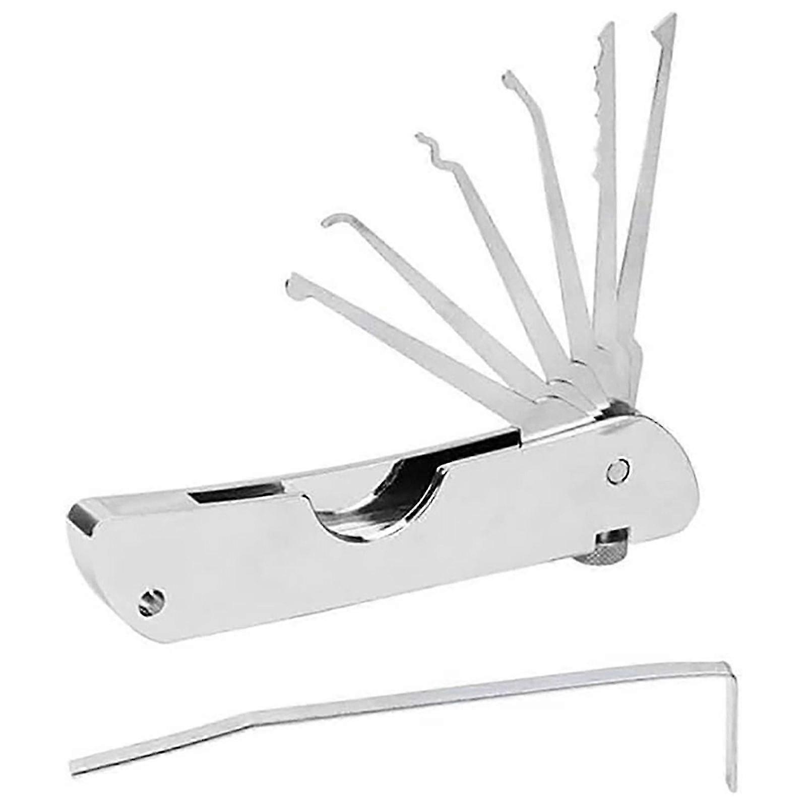 7 in 1 Decompression Tool Pick Set Multi-Functional Stainless Steel Folding Lock Picks Set Pocket Locksmith Tool Kit Edition 0621