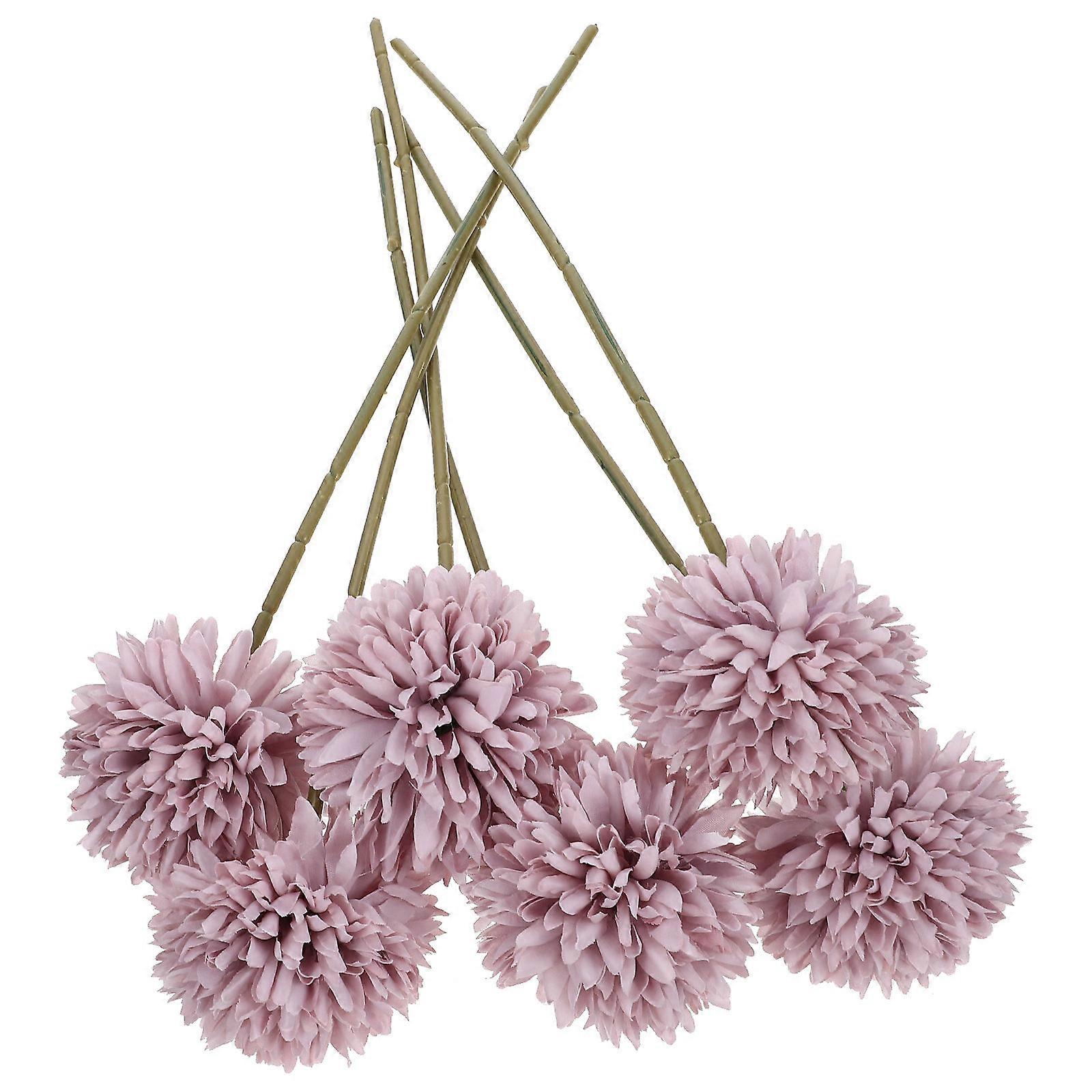 Flower Bouquets Artificial Hydrangea Props Outdoor Decoration Office Decor 6Pcs Violet Plastic Silk Cloth Round Shape Realistic Design