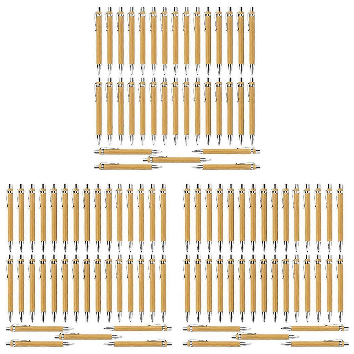 35 Pcs Bamboo Retractable Ballpoint Pen Writing Tool(Black Ink)