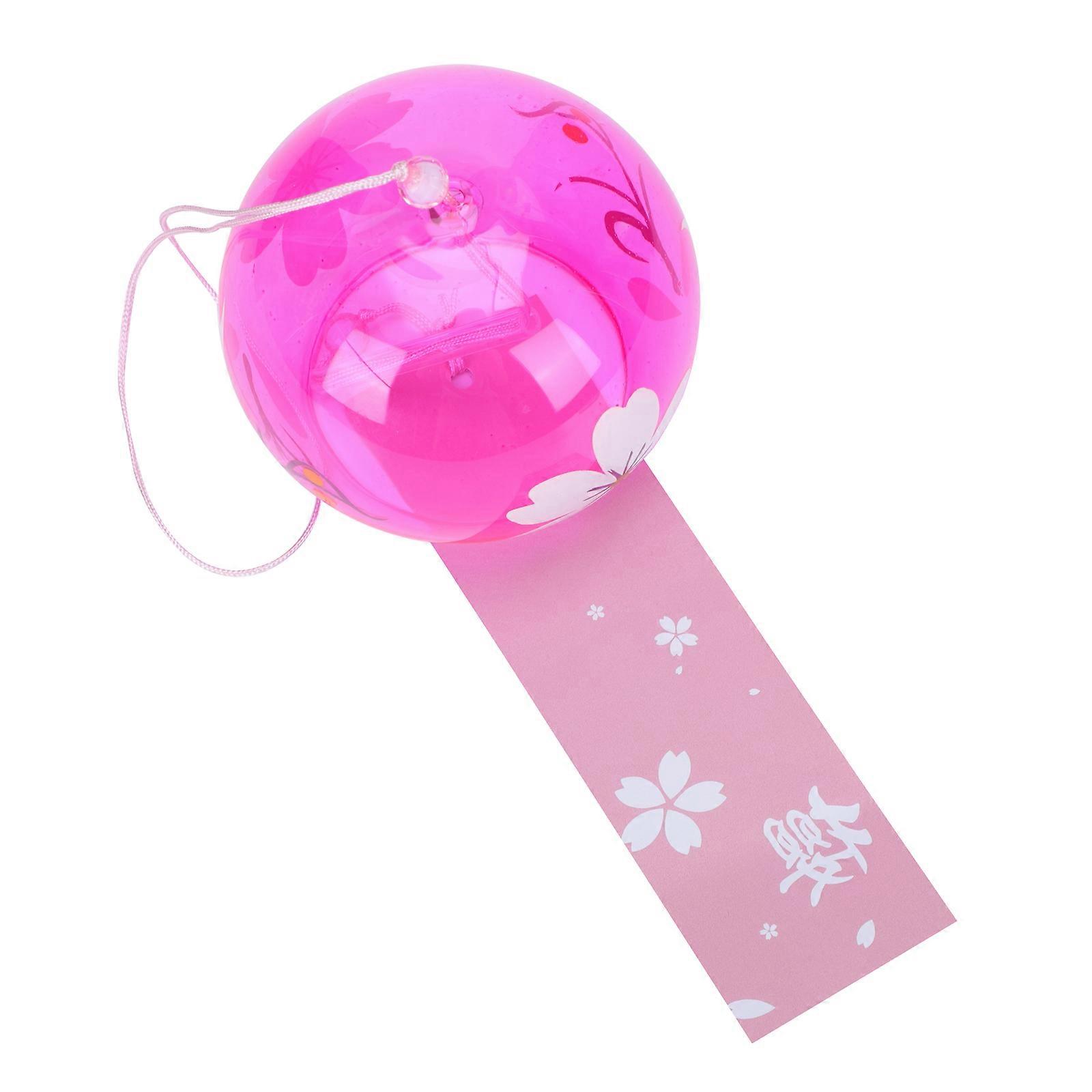 Bell Wind Chime Japanese Style Pink 8x7cm Glass Festive Atmosphere 1Pcs