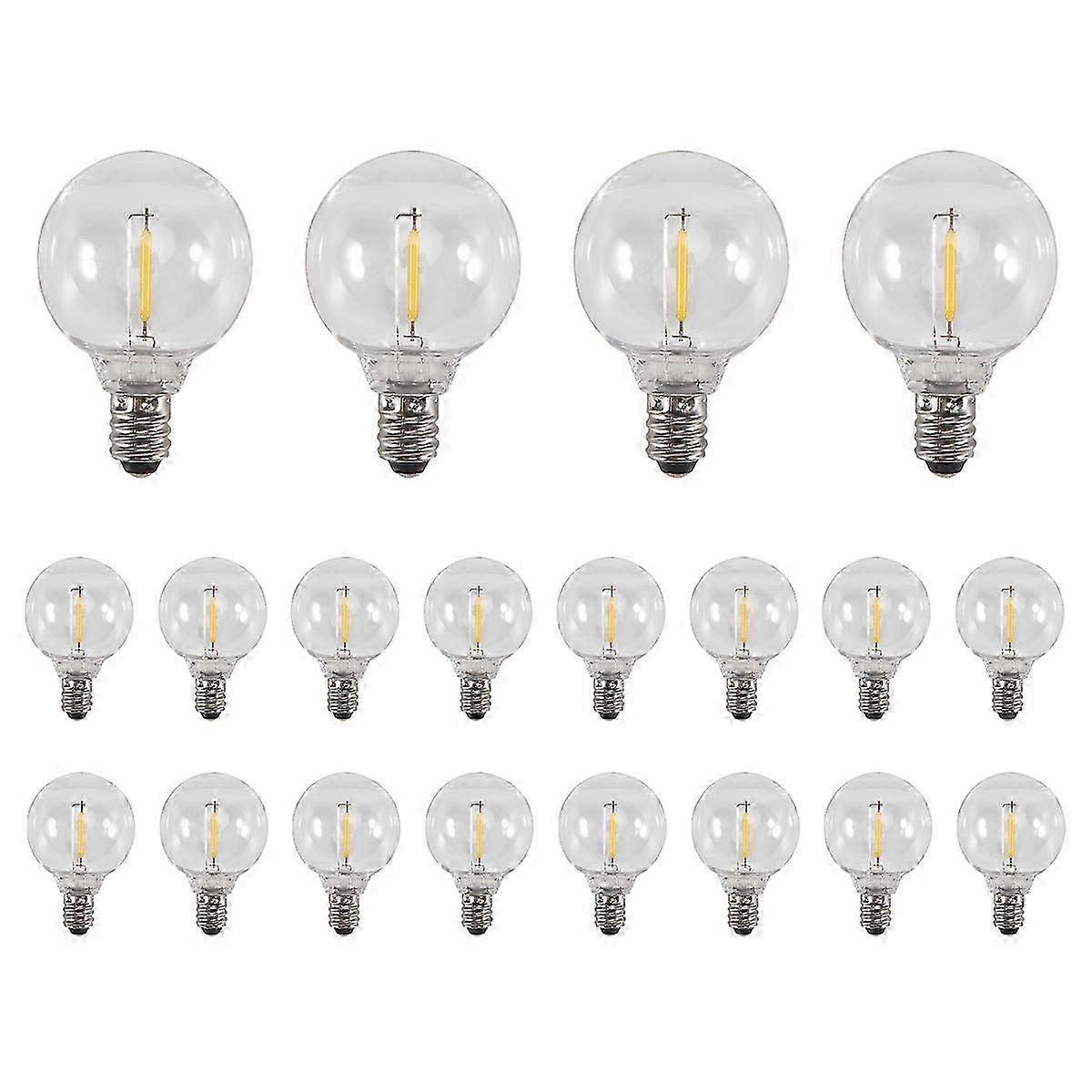 20 Pcs G40 LED Replacement Bulbs E12 Base Shatterproof Globe Lights for Solar String
