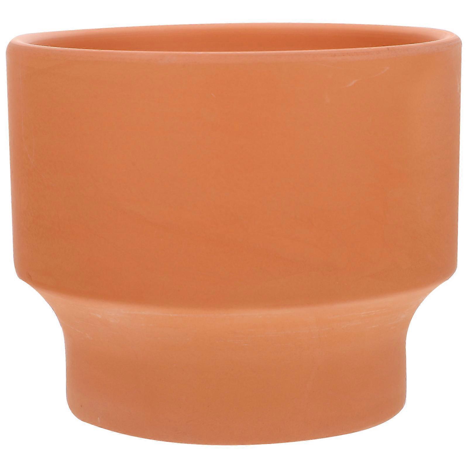 Garden Ceramic Pots Breathable Flower Pot Indoor Display Orange 12X12X10CM Round Simple Design 1Pcs