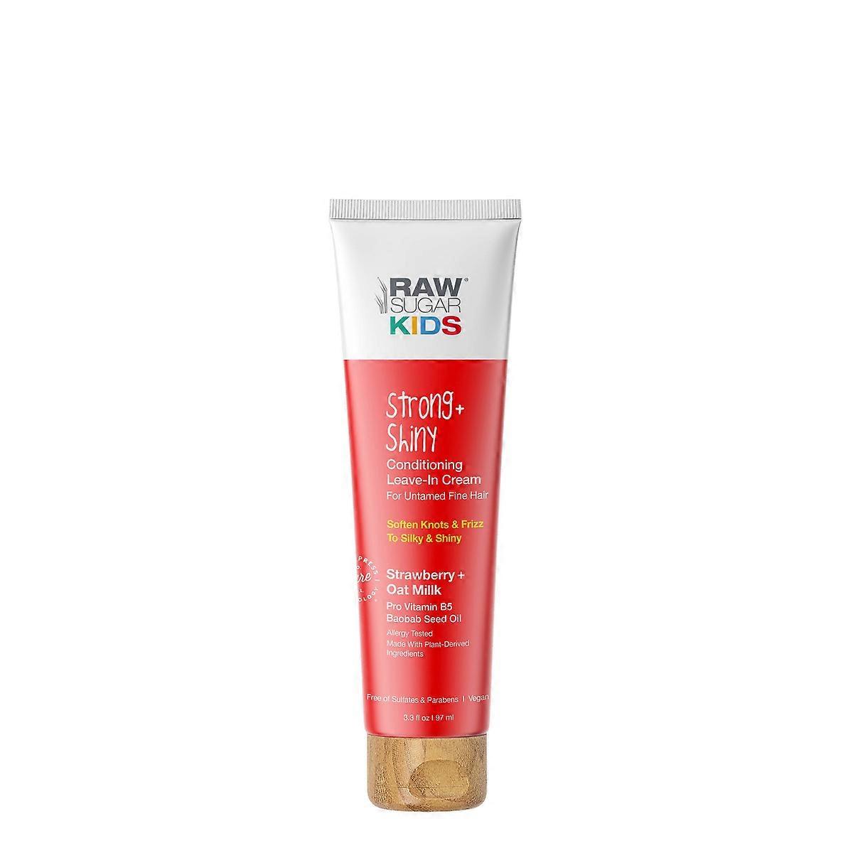Raw Sugar Kids' Strong + Shiny Leave-in Hair Cream - Strawberry + Oat Milk - 3.3 Fl Oz