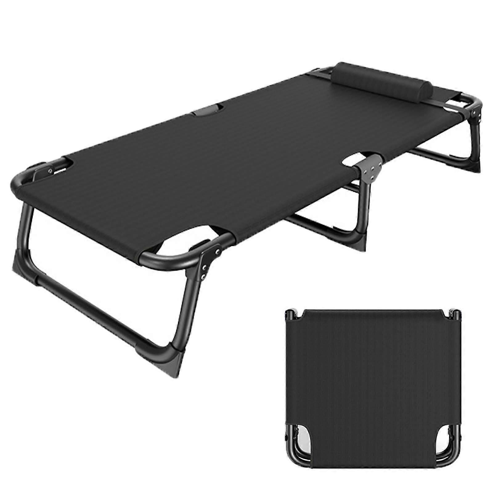 Folding Camping Bed with Pillow, Ultralight Recliner for Adults, Portable for Home, Office, Travel, Camping