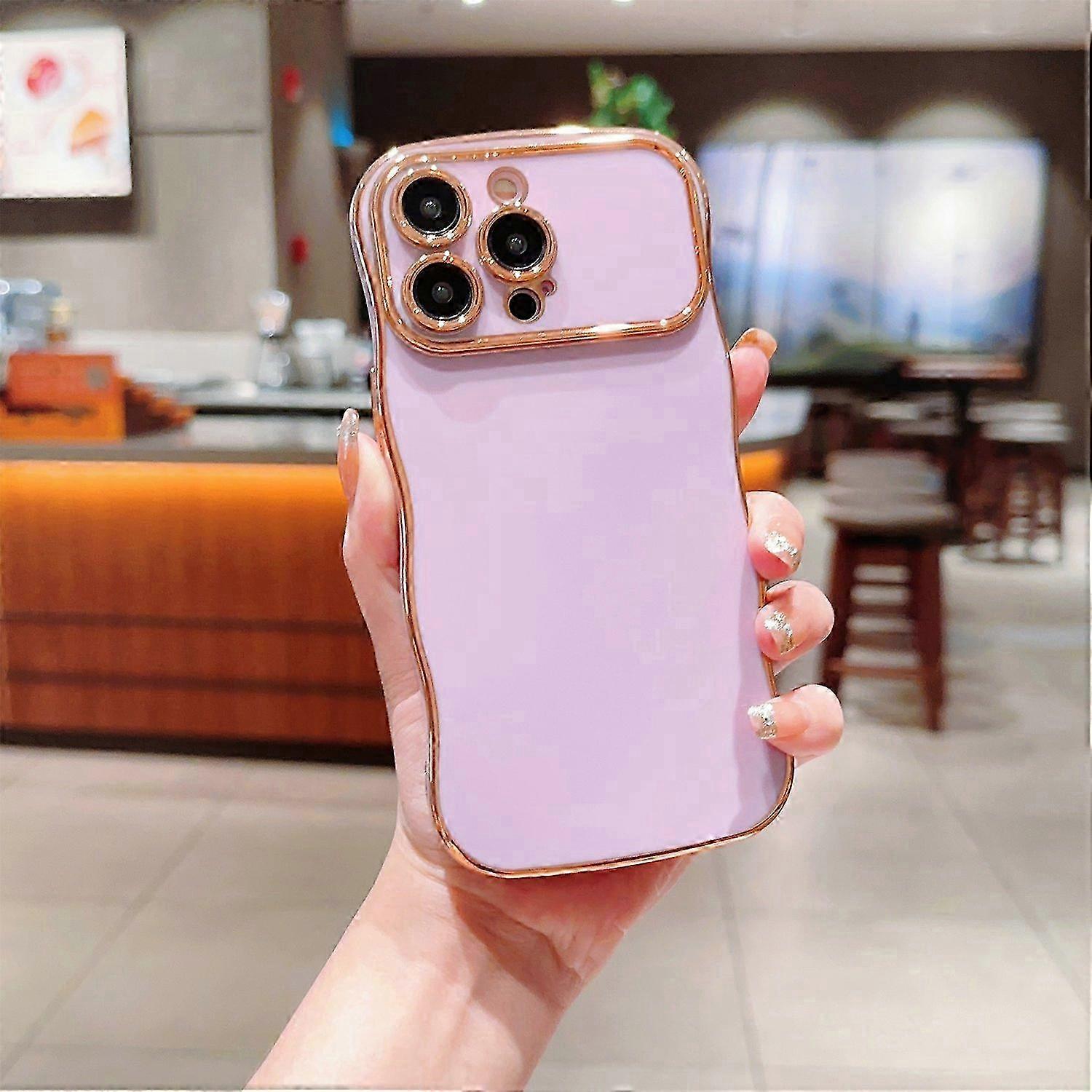 Curly Wave Frame Shape Electroplating TPU Back Cover for Compatible Brand Phone