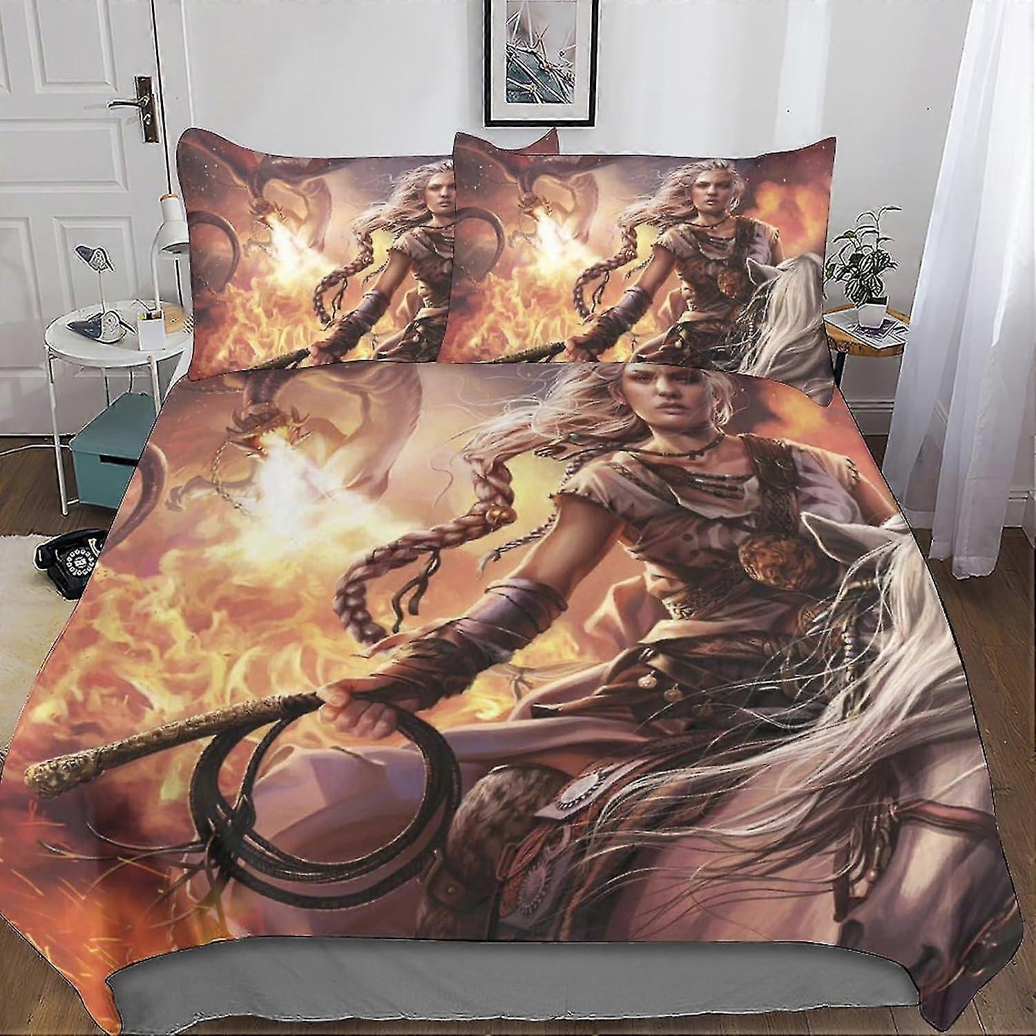 Fantasy 3D Digital Print Duvet Cover Bedding Set, 3 Pieces with Matching Pillowcase and Zipper Closure