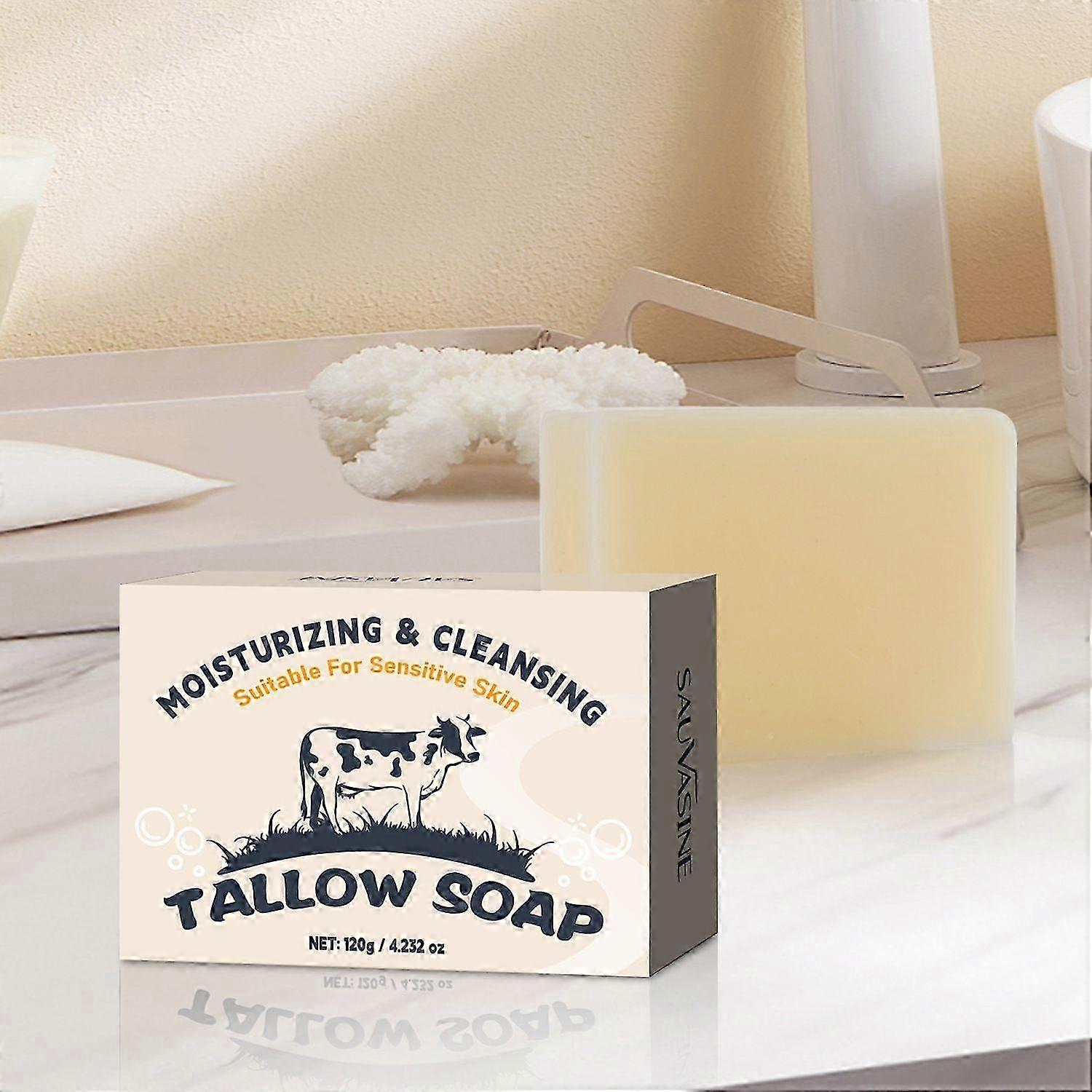 Beef Tallow Soap Bar, All Natural Tallow Soap, Moisturizing Cleansing Tallow Soap, Great for Eczema, Dry, Itchy, Sensitive Skin, Bath Body Wash Soap