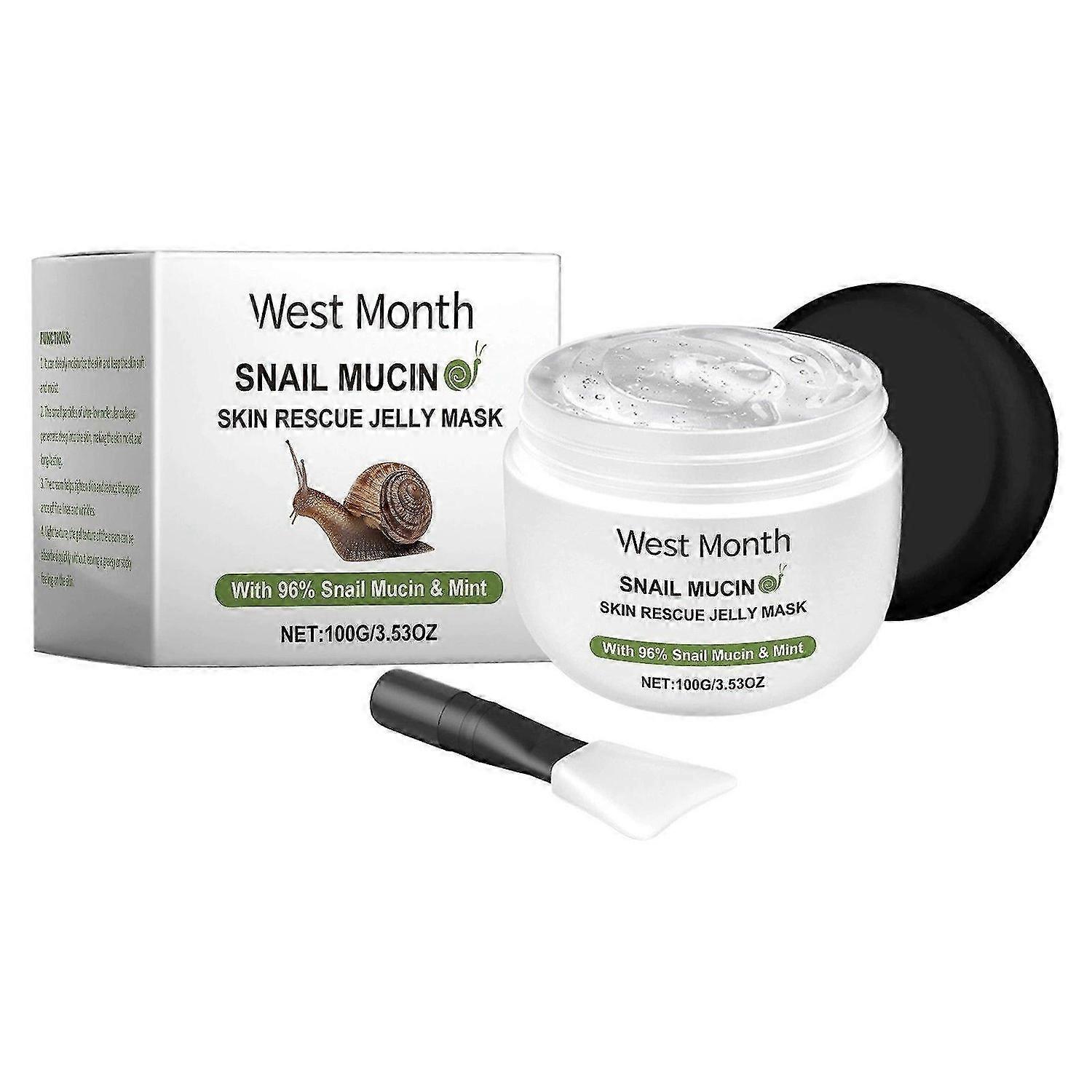 Snail Mucin Mask, Snail Rescue Jelly Mask Snail Mucin Hydrating Face Mask with 96% Snail Mucin & Mint Extract Deeply Hydrating & Moisturizing Improvin
