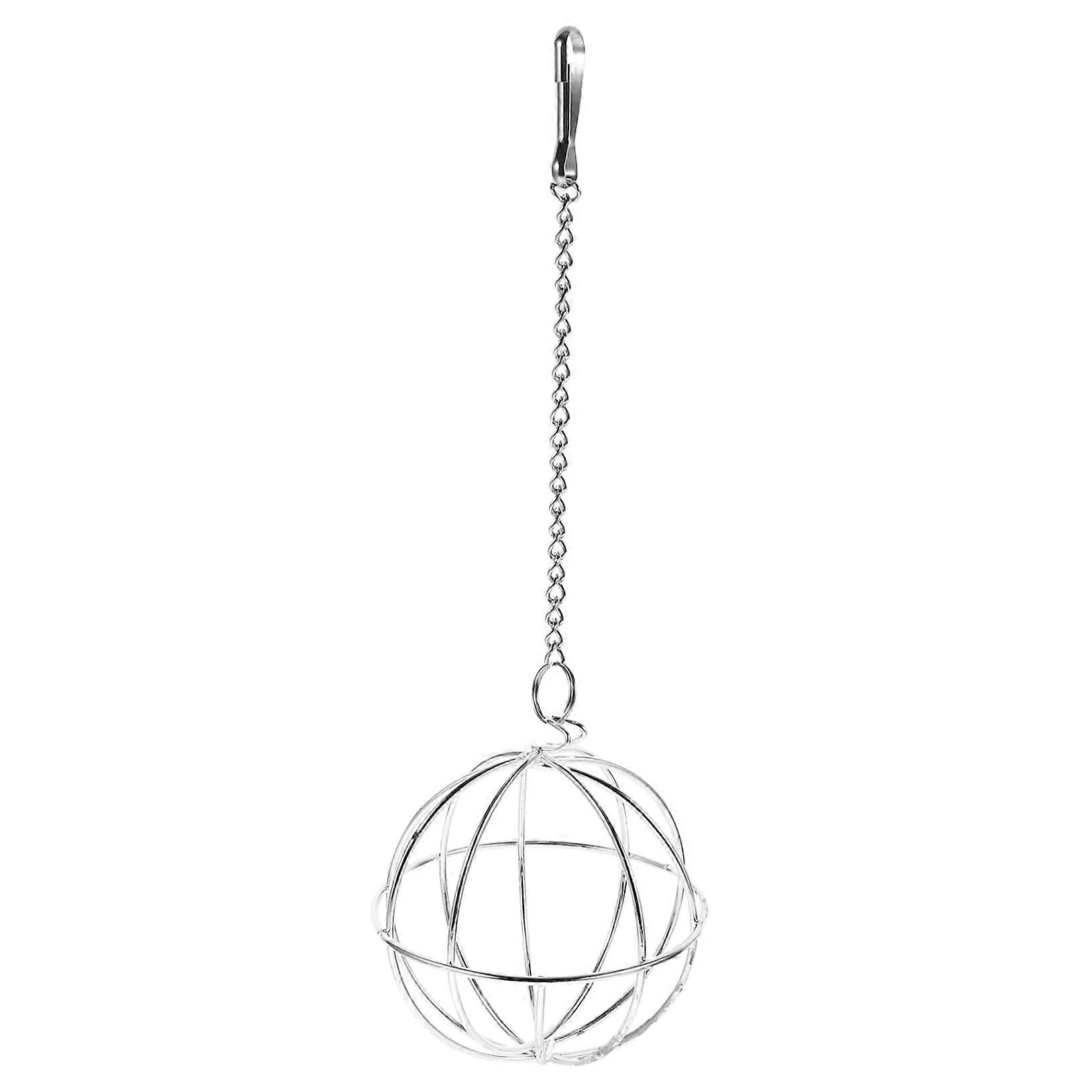 Hasengras Ball for Rabbits and Hamsters, Hanging Metal Grass Feeder Toy, Chinchilla Chew Ball for Cage Play, Silver