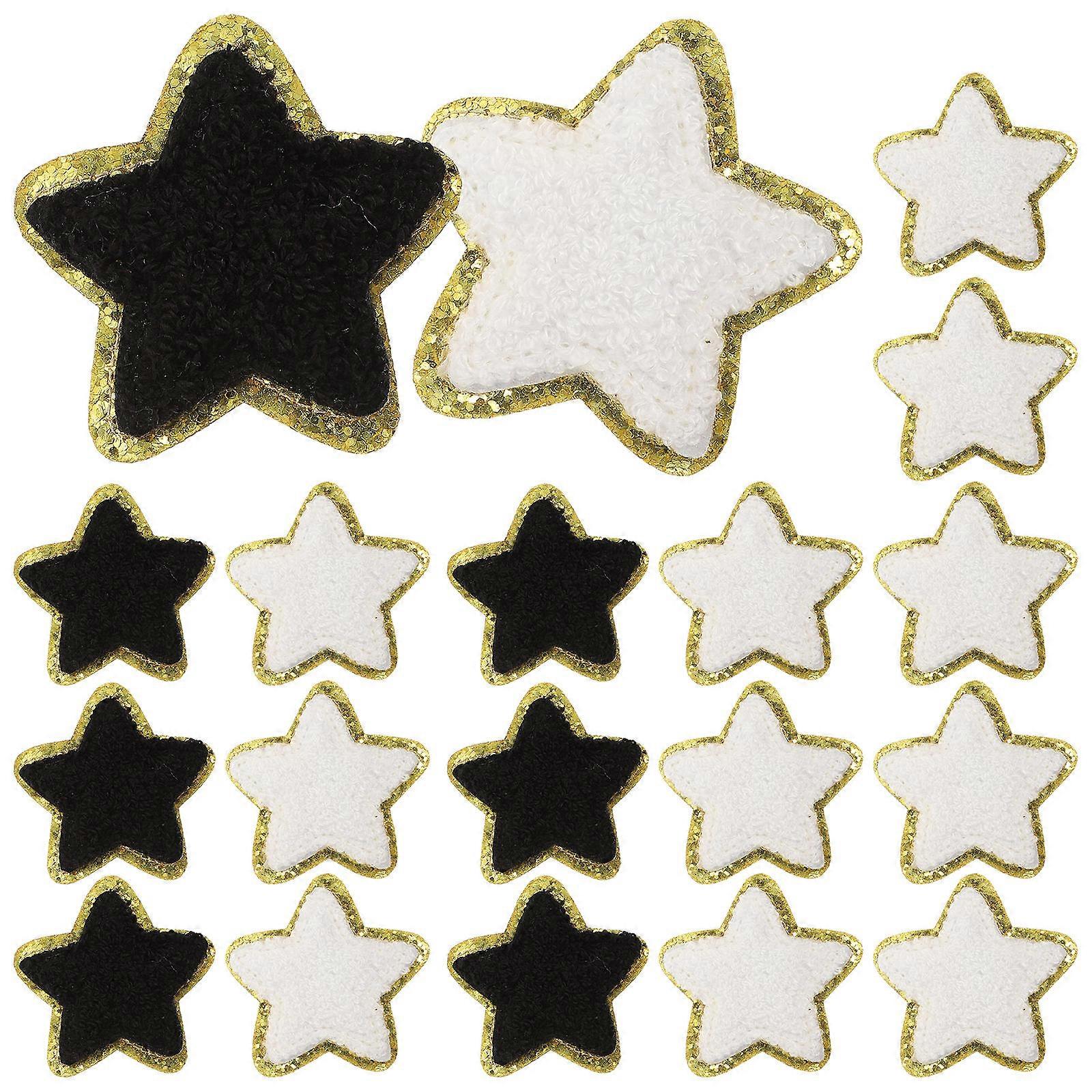 Star Patches Embroidered for Decor with 32Pcs Iron on Patches Assorted Color