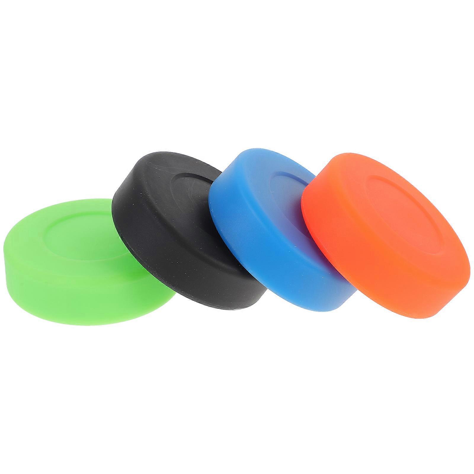 4pcs Adjustable Hardness Ice Hockey Puck Smooth Surface, Low Friction for Training, Practice, and Competition Green, Orange, Blue, Black