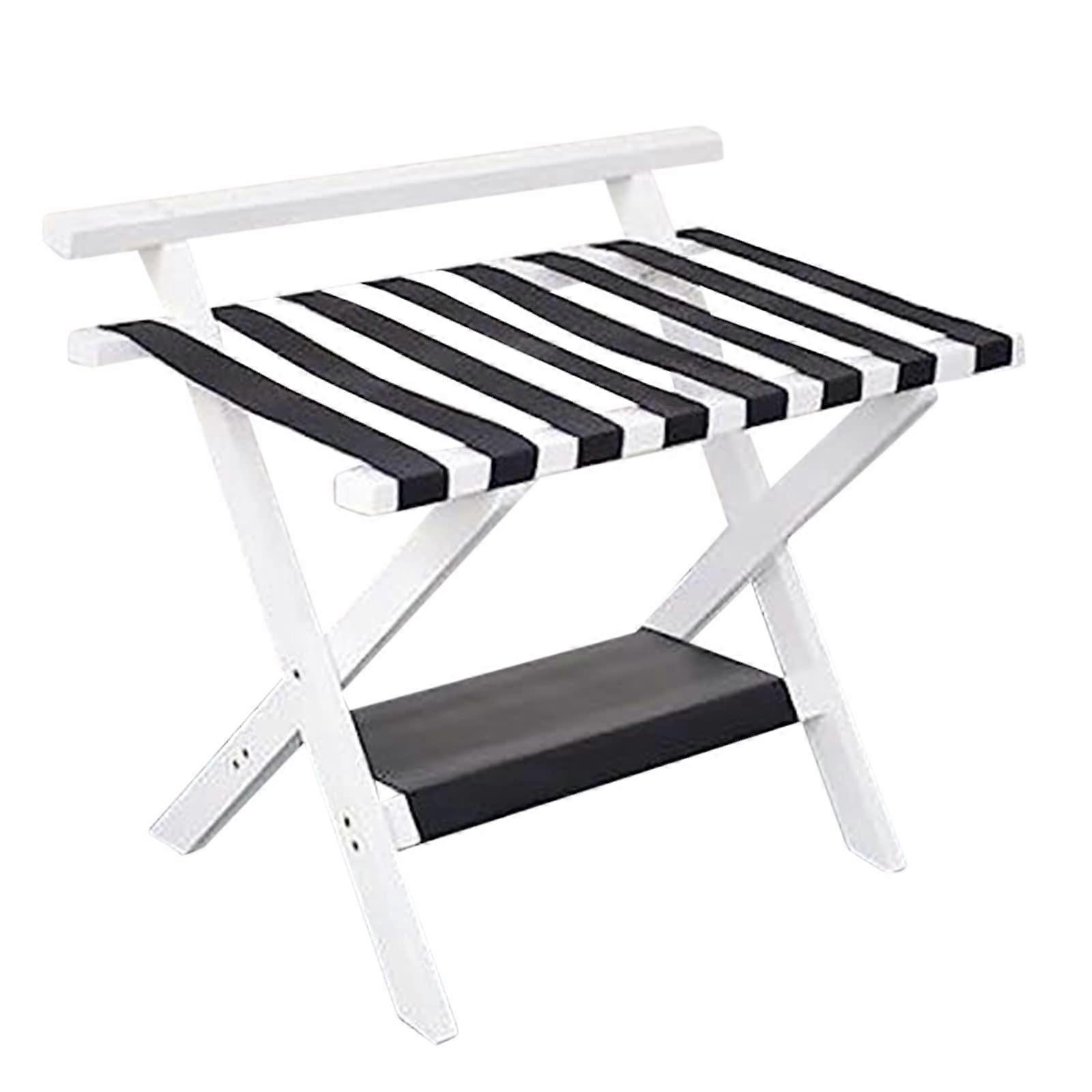 Foldable Bamboo Suitcase Stand with Shelf, 2Tier Luggage Rack, Load Capacity, for Bedroom and Guest Room (1 Piece)