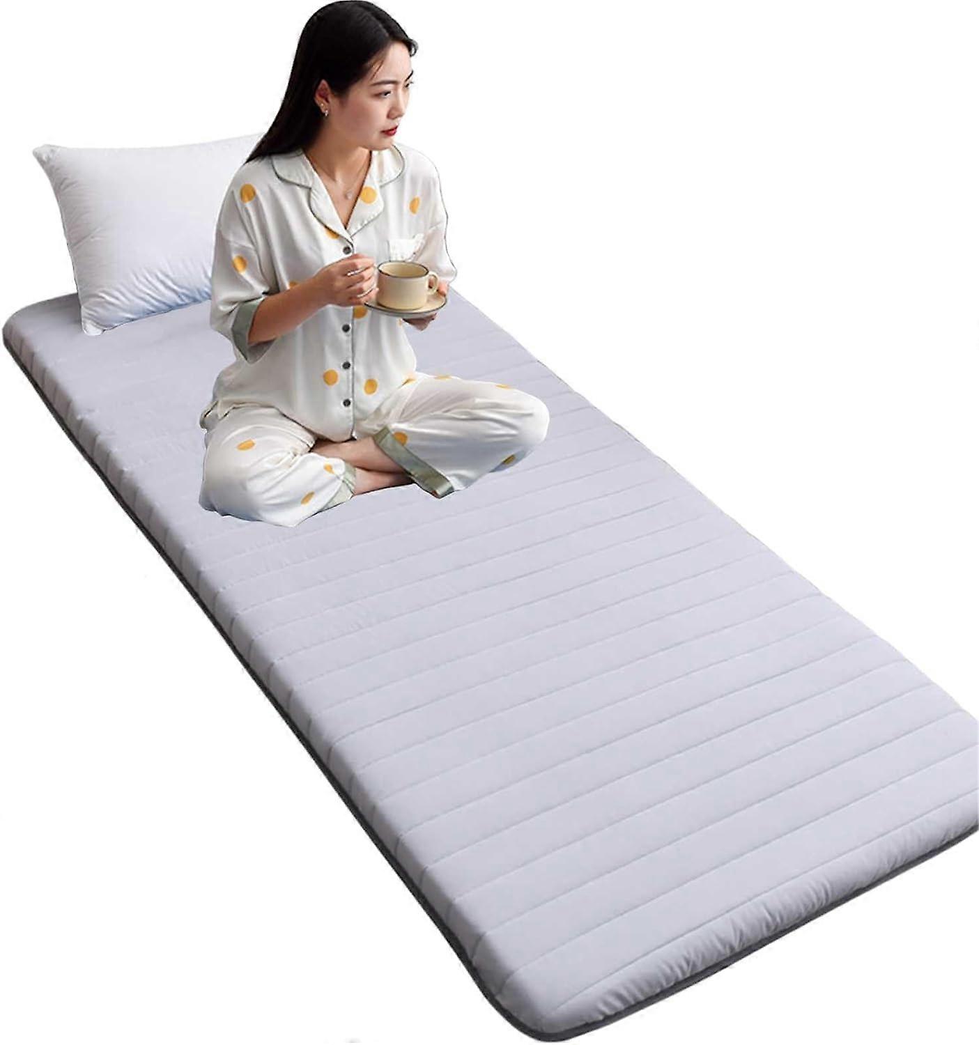 Single floor mattress with reusable vacuum storage bag, cotton futon pad, rollable, folding bed