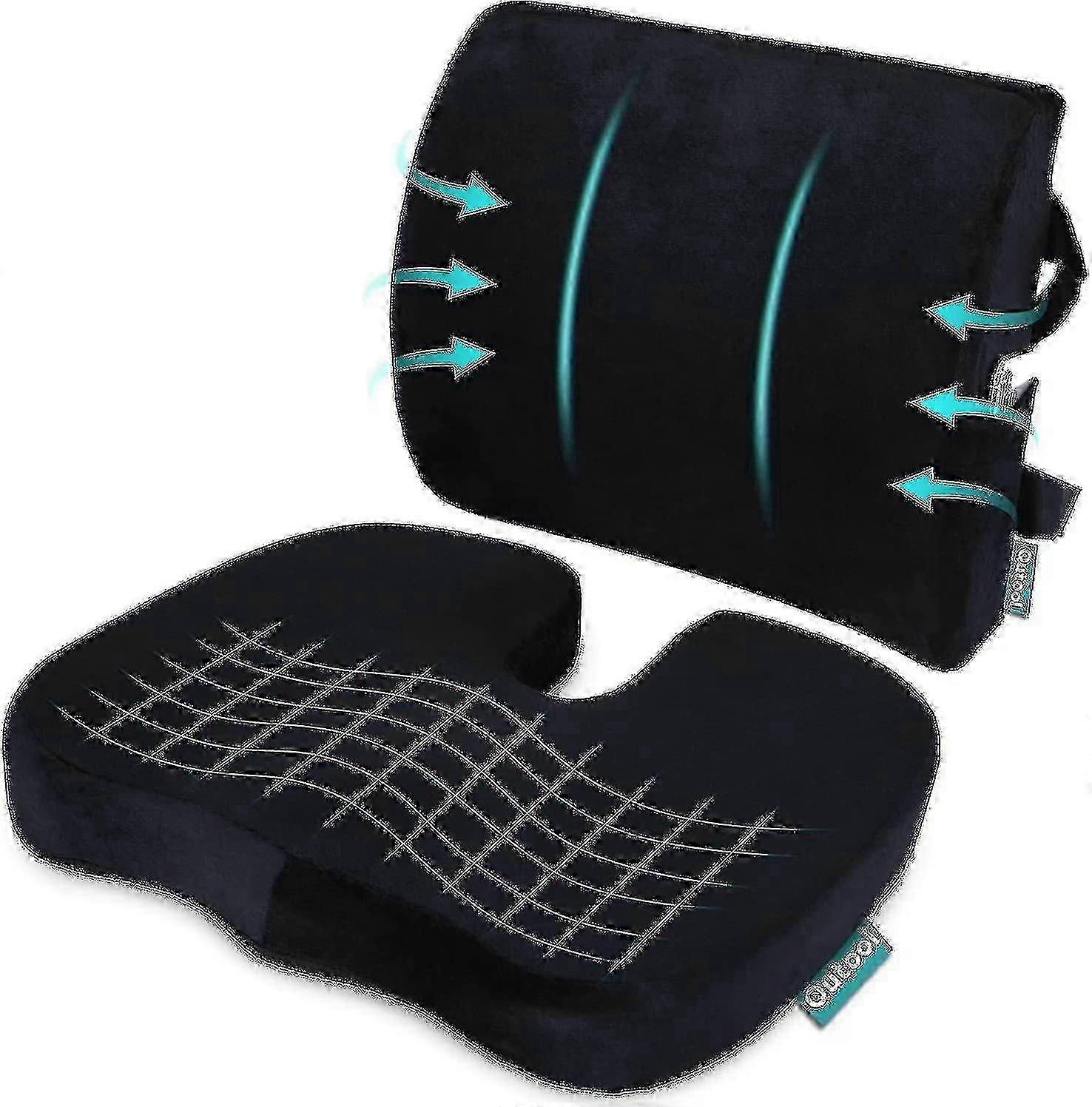 Orthopedic Seat Cushion And Back & Lumbar Support Cushions Pillow For Office Chair Memory Foam Car Seat Cushion - JA