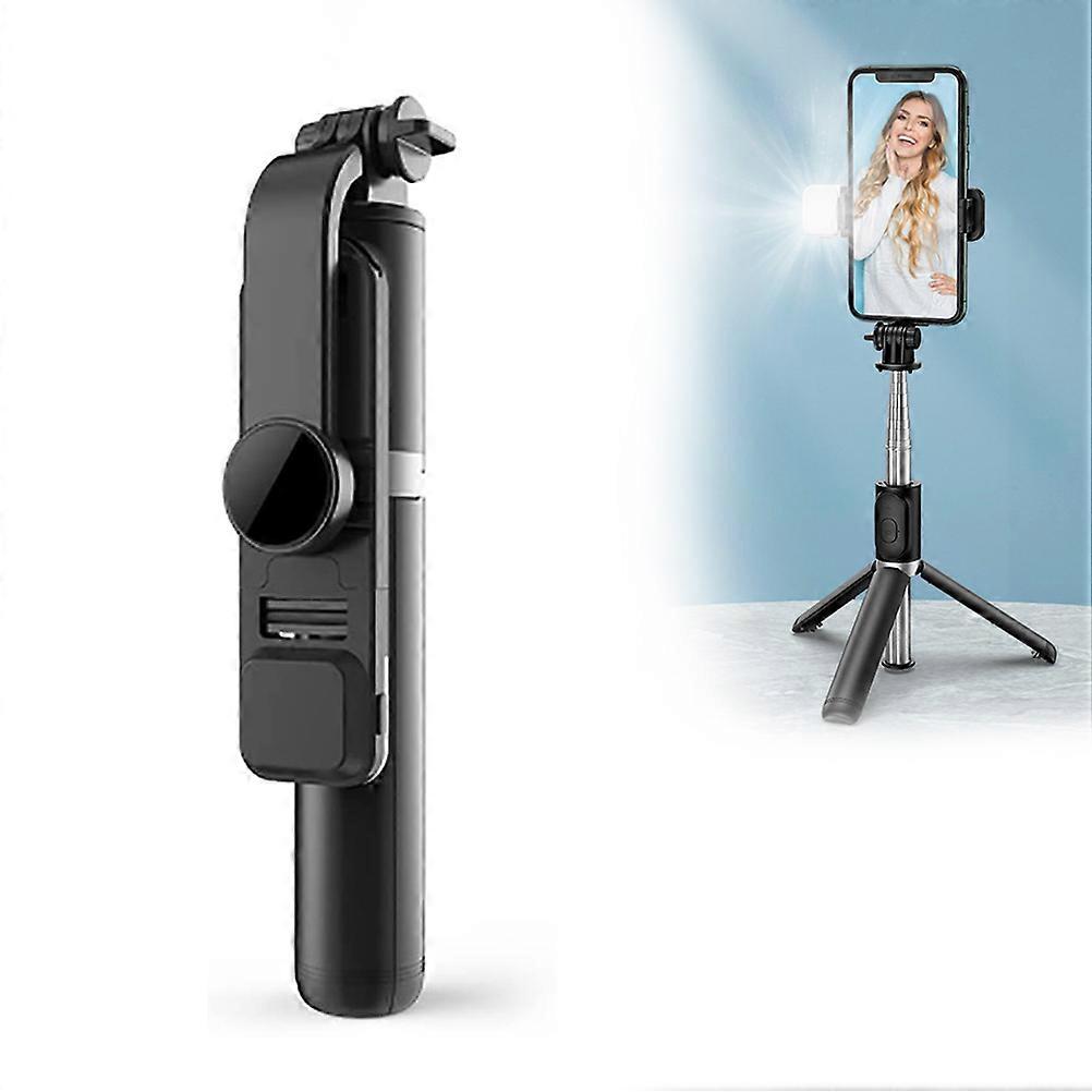 6 in 1 Selfie Stick with Fill Light Wireless Bluetooth Foldable Mini Tripod 360°Rotating Phone Holder