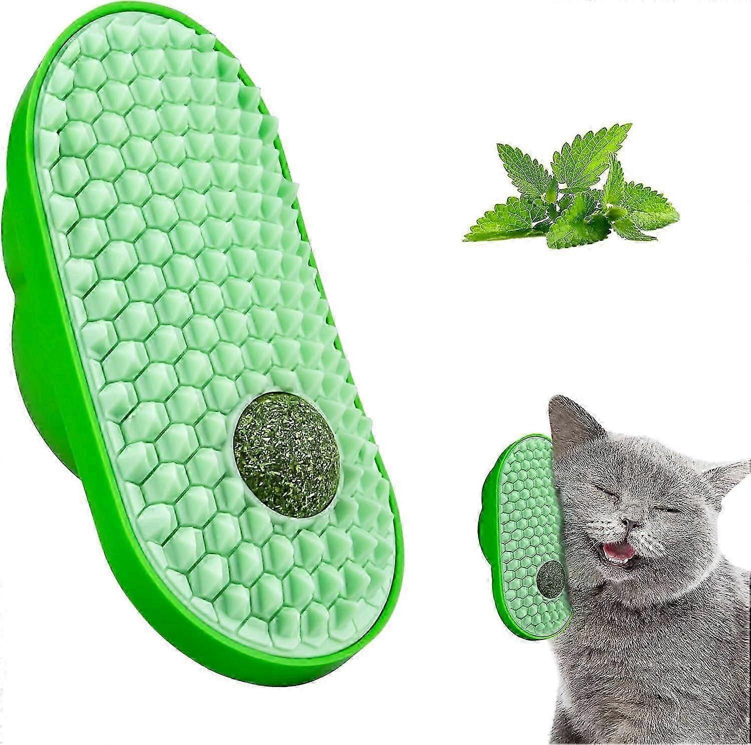 Catnip Comb, Self-Massaging Cat Brush with 1 Catnip Ball, Wall-Mounted Corner Cat Scratching Comb, Self-Massaging Brush for Indoor Cats, Suitable for