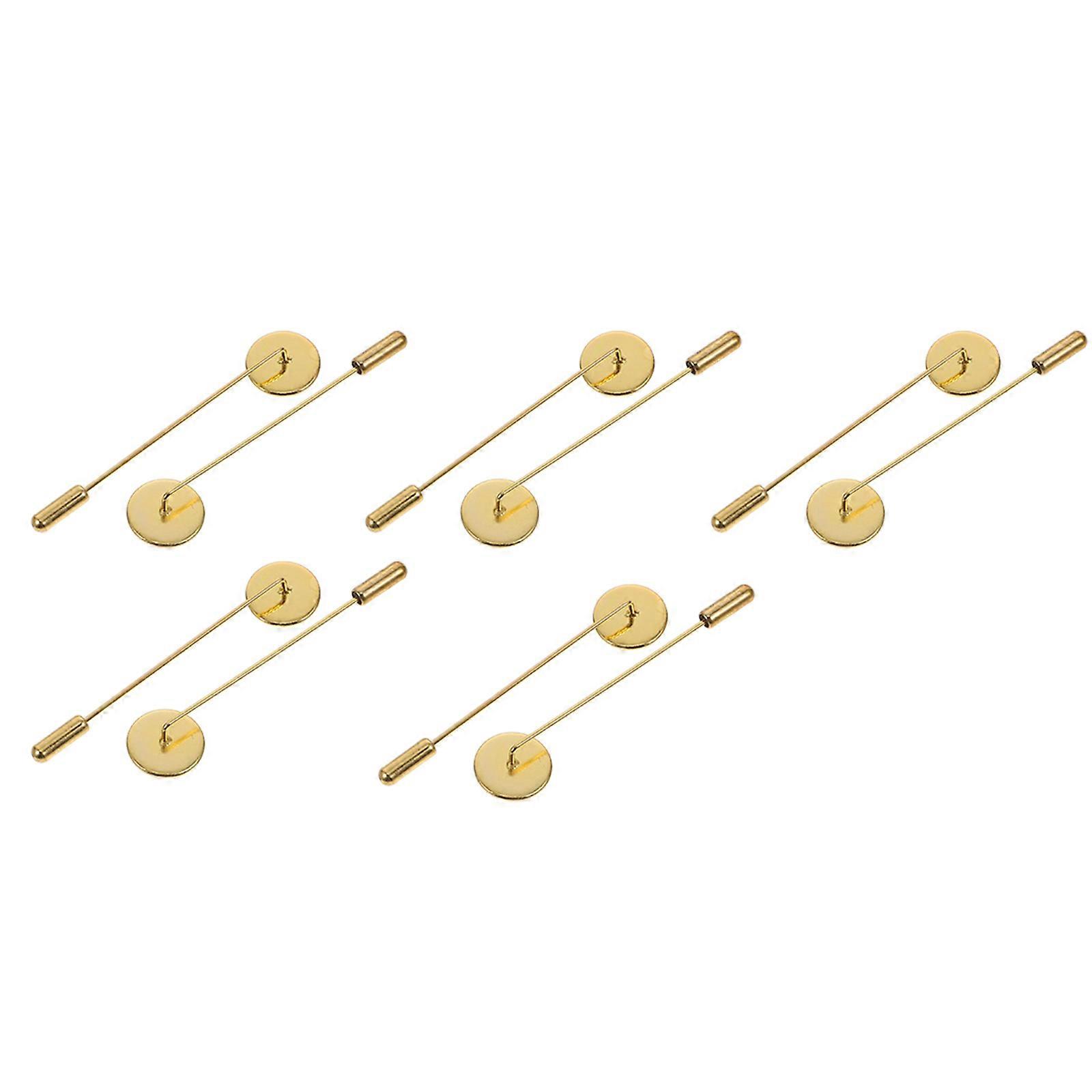 Safety Brooch Pin Stick Round Tray Lapel Pin Sticks Craft Making Golden 6.1x1.2x0.7cm Friends 10Pcs