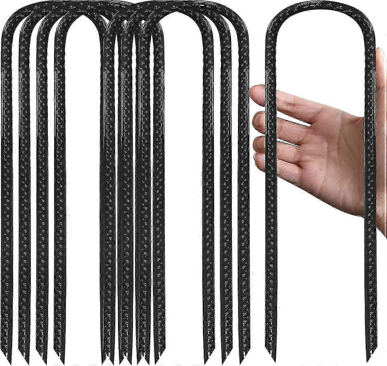 8 Pack Galvanized Steel Trampoline Stakes With T-hook (black)