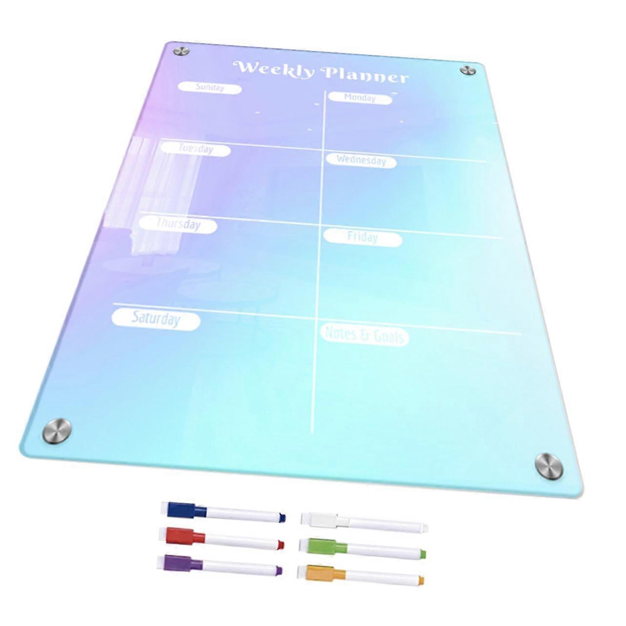 Magnetic Whiteboard for Refrigerator, Reusable Dry Erase Weekly Planner 29.7x21cm, Easy to Clean with Markers for Notes and Organization