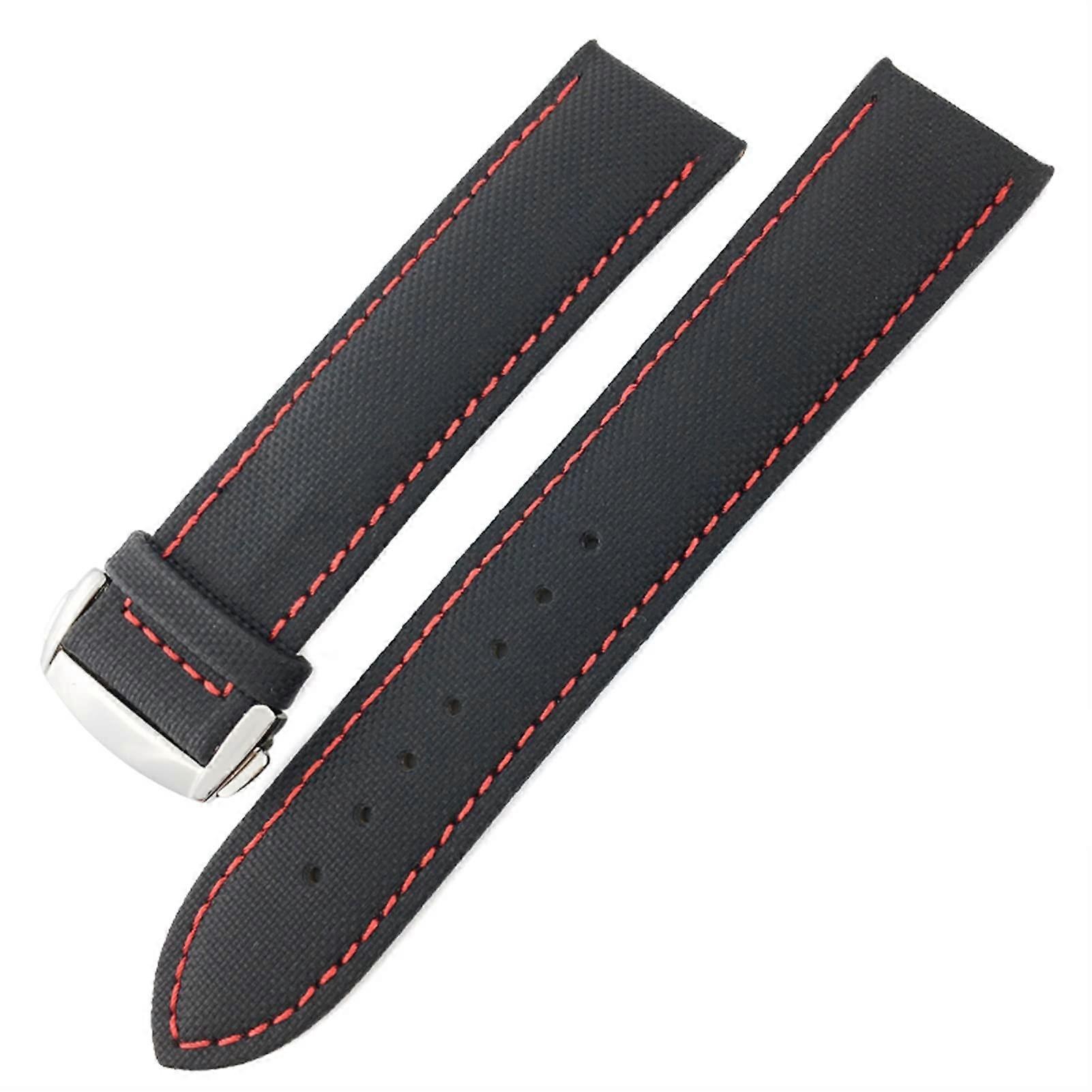 Nylon Canvas Strap 19mm 20mm 21mm 22mm Compatible With Longines Watches Black Red