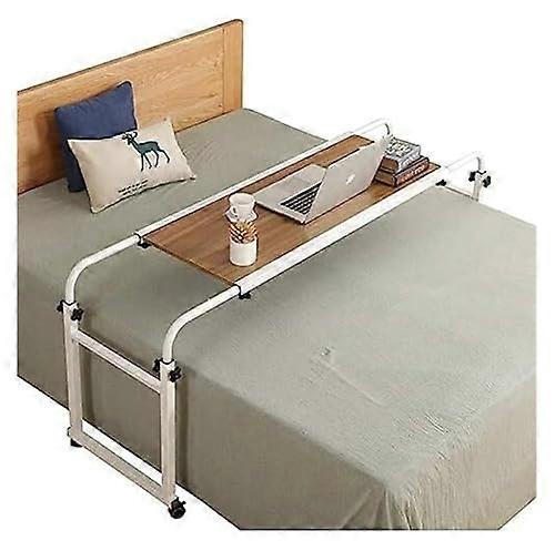 Adjustable Rolling Nightstand with Tiltable Top for Hospital and Home Care, Brown Mobile Computer Desk for Bedroom and Office