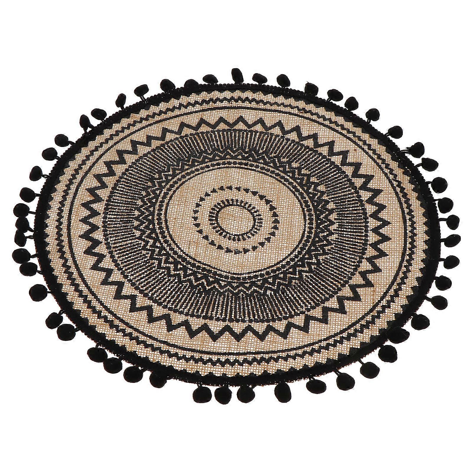 Woven Tableware Mat Vintage Style Cotton Linen Placemat for Dining Tables Heat Insulation Elegant Decorative Household Use
