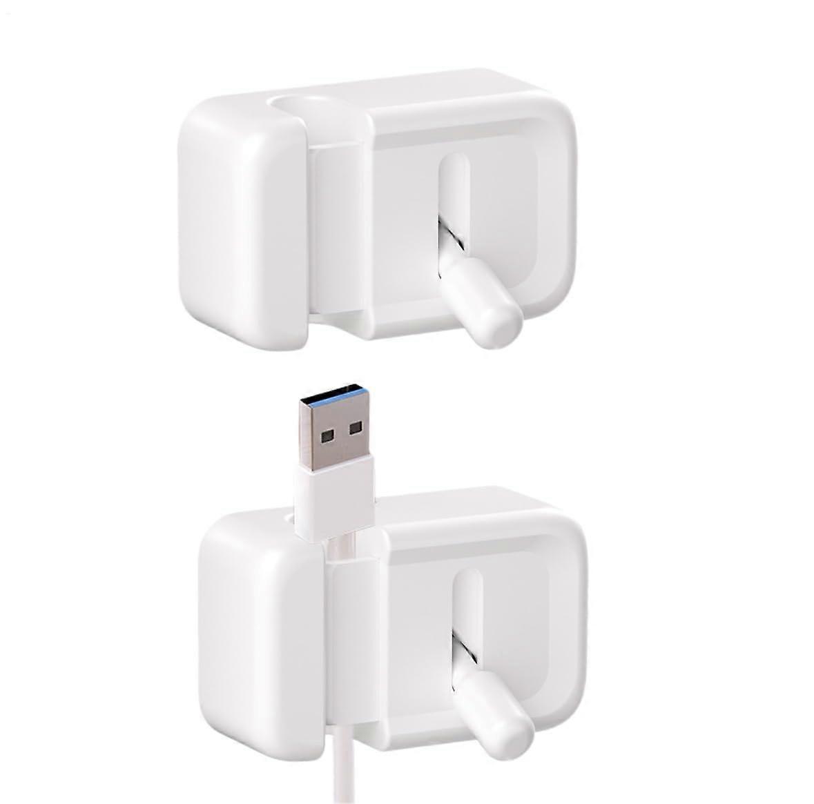 Desktop Cable Holder 2-Pack, Charging Cable Manager, Cable Clips Organizer, White, Home Office, Wall, Car