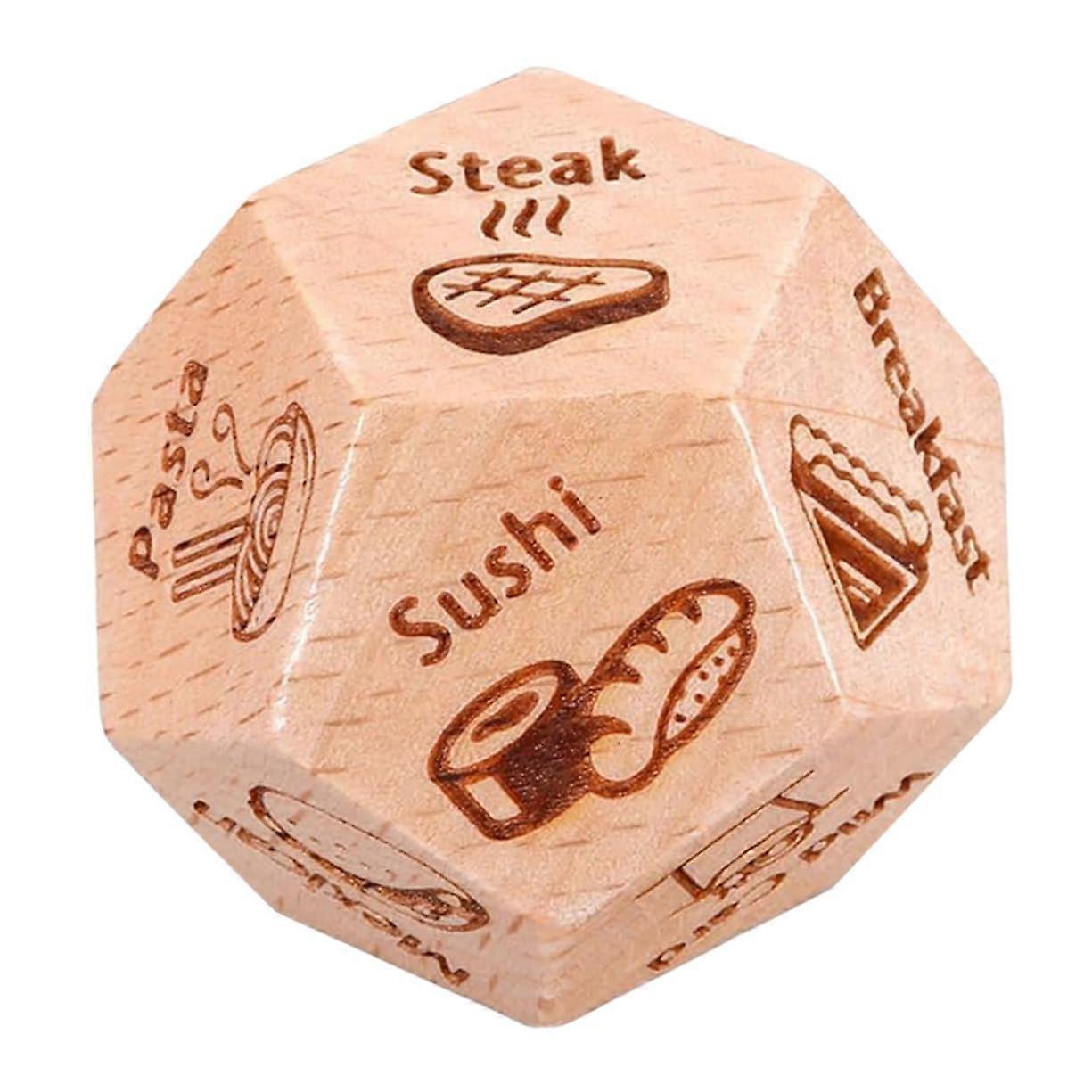 The Food Determines Food Decision Dice Night Date Cubes Unique Cubes Food Cubes Small Food Decision Cube Game Cube Props Wooden Light Brown'