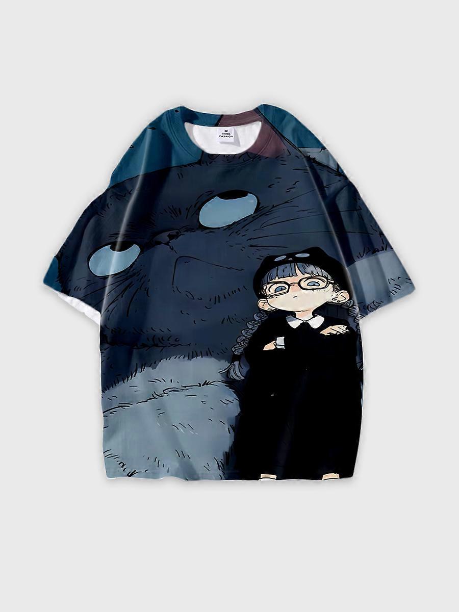 T-shirt girocollo Cartoon Pattern manica corta sciolta C2731