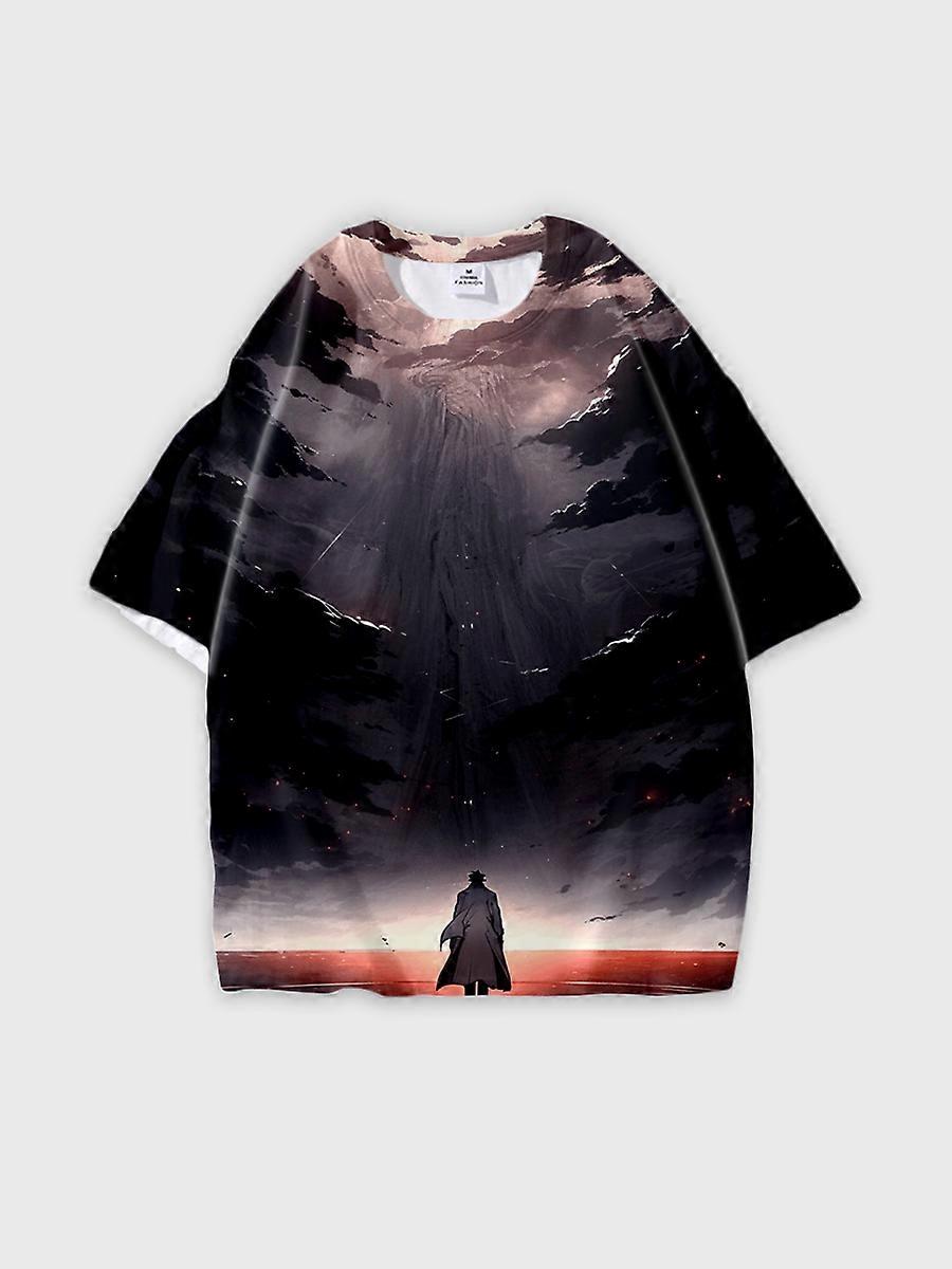 T-shirt round neck Pattern loose short sleeve B1165