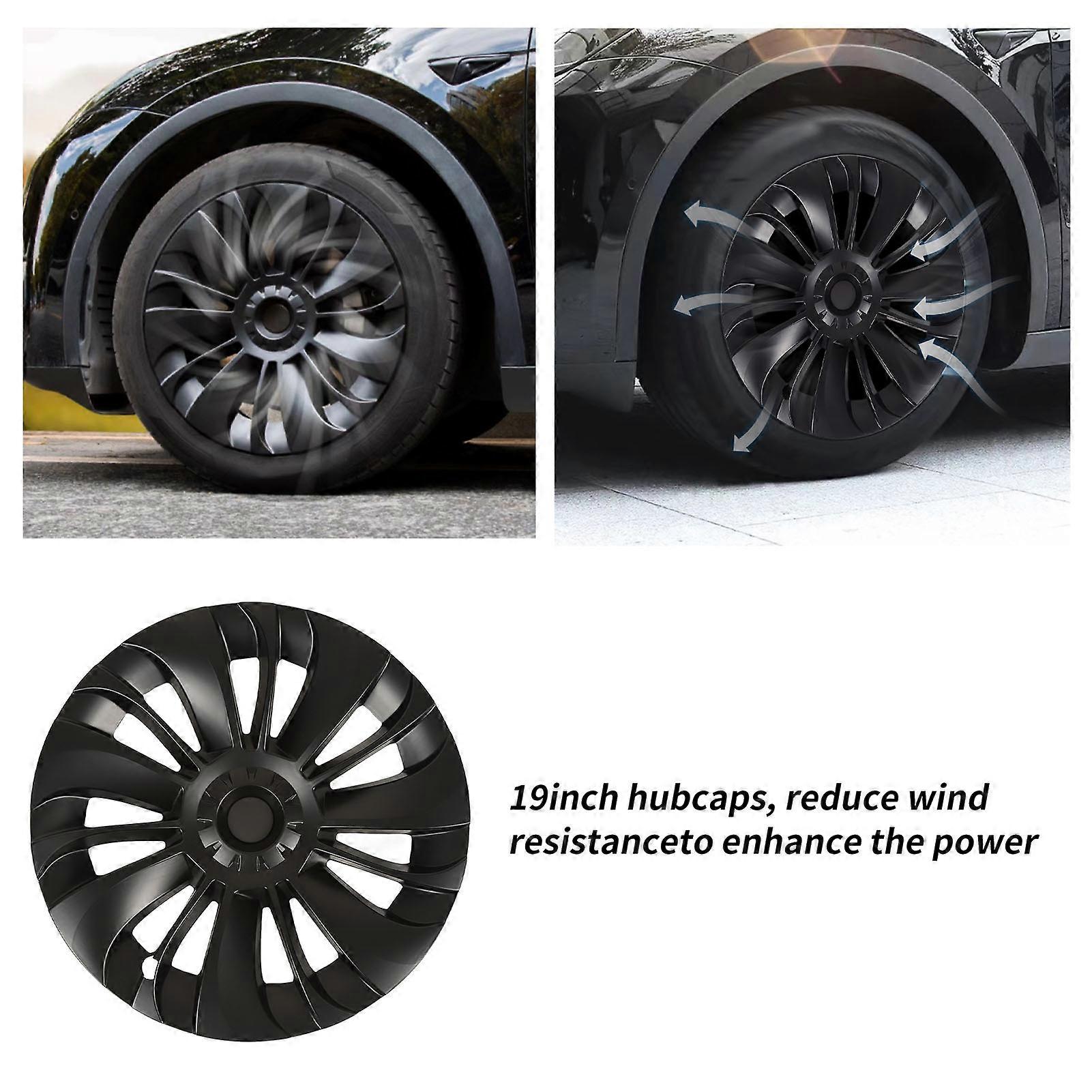 4PCS Wheel Hub Cap Strong Power Powerful Protection Wheel Rim Cover Replacement For Tesla Model 3 2017‑2023 Gray