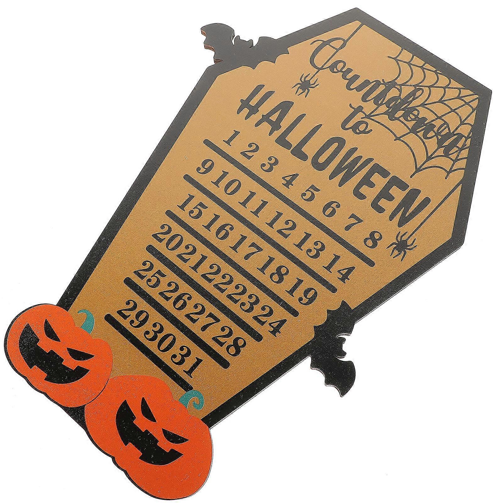 Halloween Countdown Calendar with Wood Material for Decoration Multi Color 12.5 x 8.5 Inches