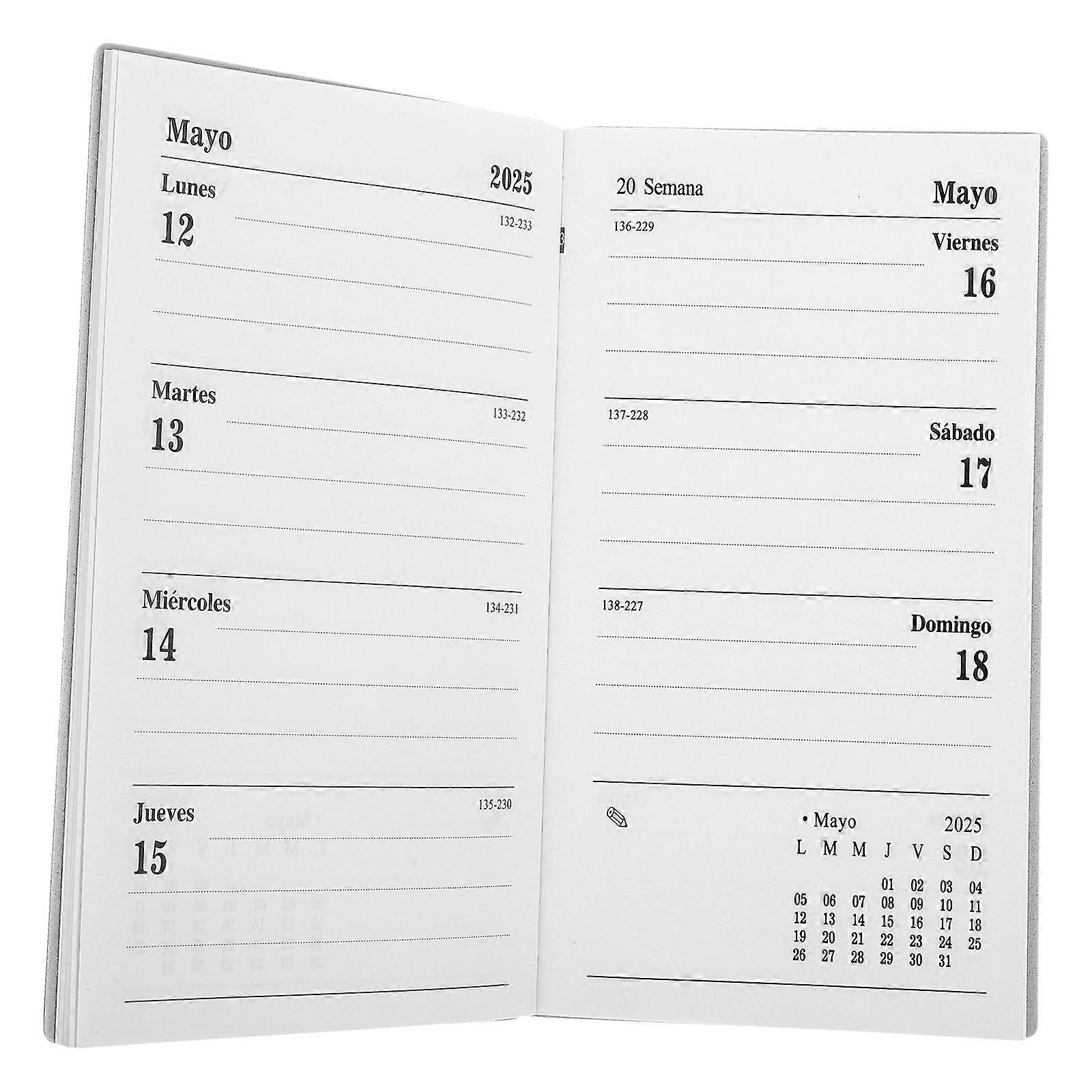 Weekly Planner Notepad A6 Spanish Planner Student Use Paper Pu 17.30X9.60X0.90Cm Weekly Planning Daily Use 1Pcs