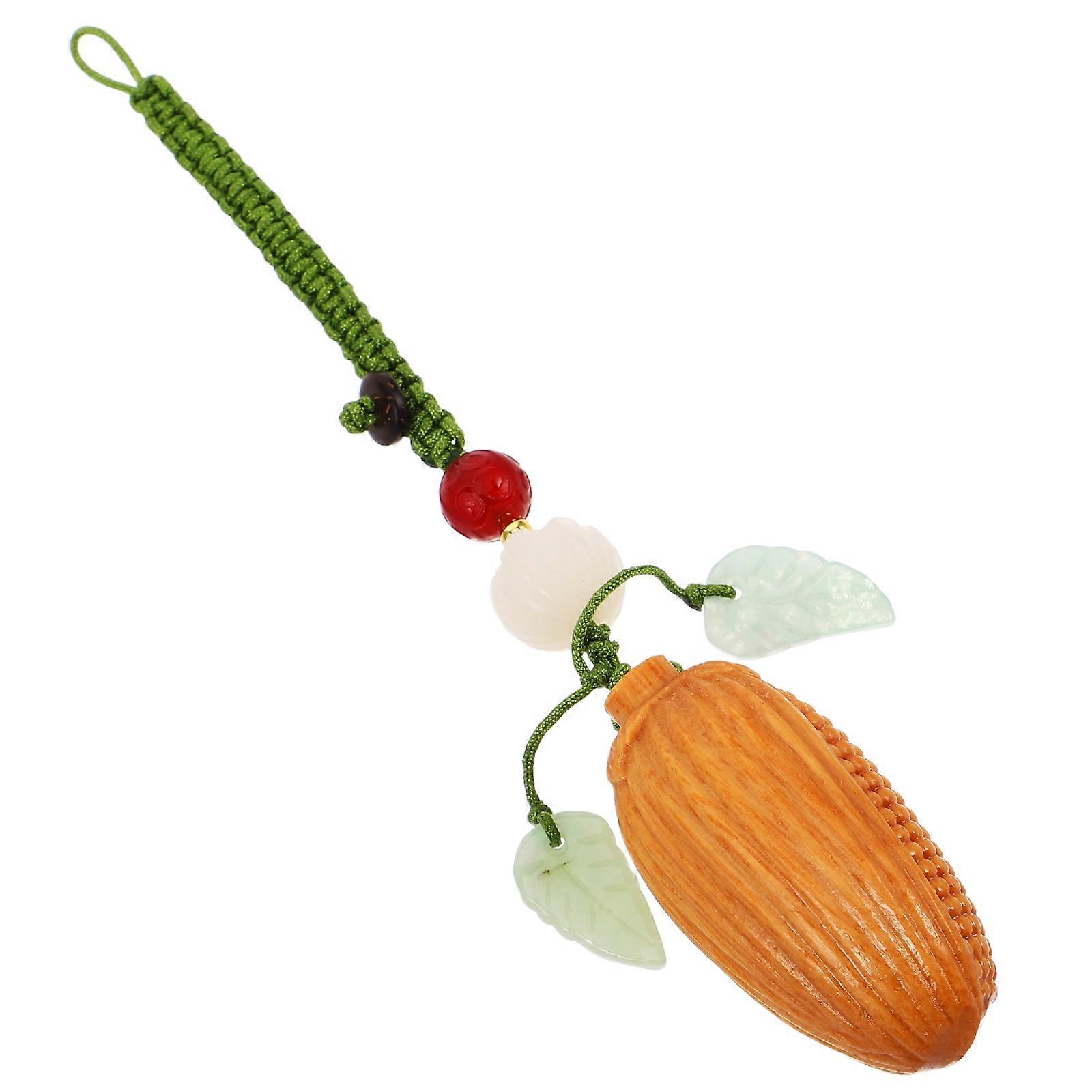 Chinese Wood Car Keychain Charm Corn Shape Pendant for Backpack & Keys Durable, Fade Resistant Keyring with Cultural Design Versatile Phone