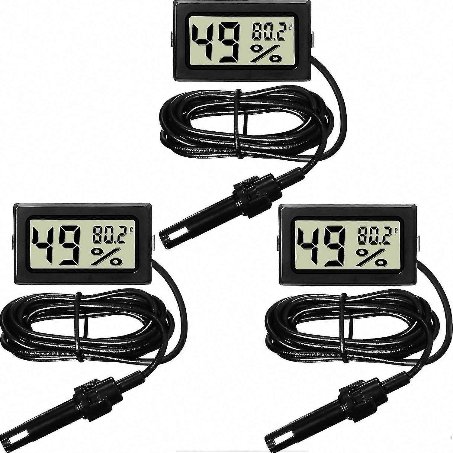 Digital Thermometer Hygrometer with Probe for Reptile Terrarium Incubator - LCD Display Fahrenheit Temperature Monitor