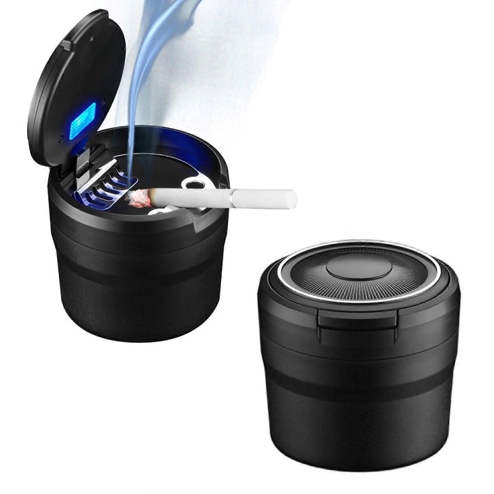 Car Ashtray, Pack of 2 Ashtrays with Lid, Removable Car Ashtray with LED Light