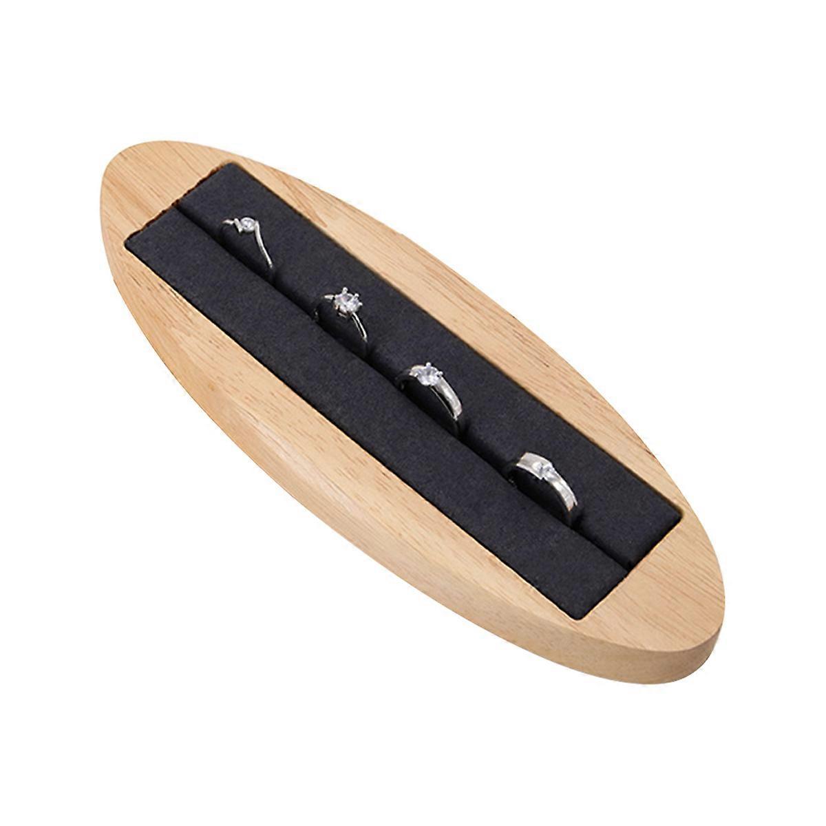 Dark Grey Ring Display Tray for Jewelry Organizer with Stylish Design and Microfiber Lining Fits Different Ring Sizes