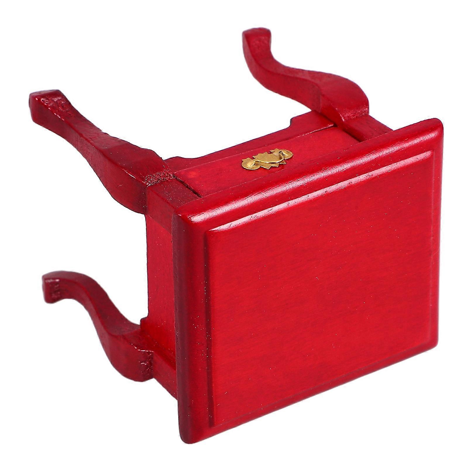 Rectangular Miniature Bedside Table with Drawer for Bedroom Living Room Decor in Red Small Size 1Set