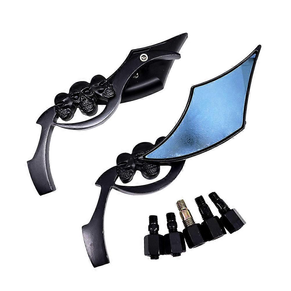 Motorbike Side Mirror Skull Design Wide Field Of Accessory 1 Pair
