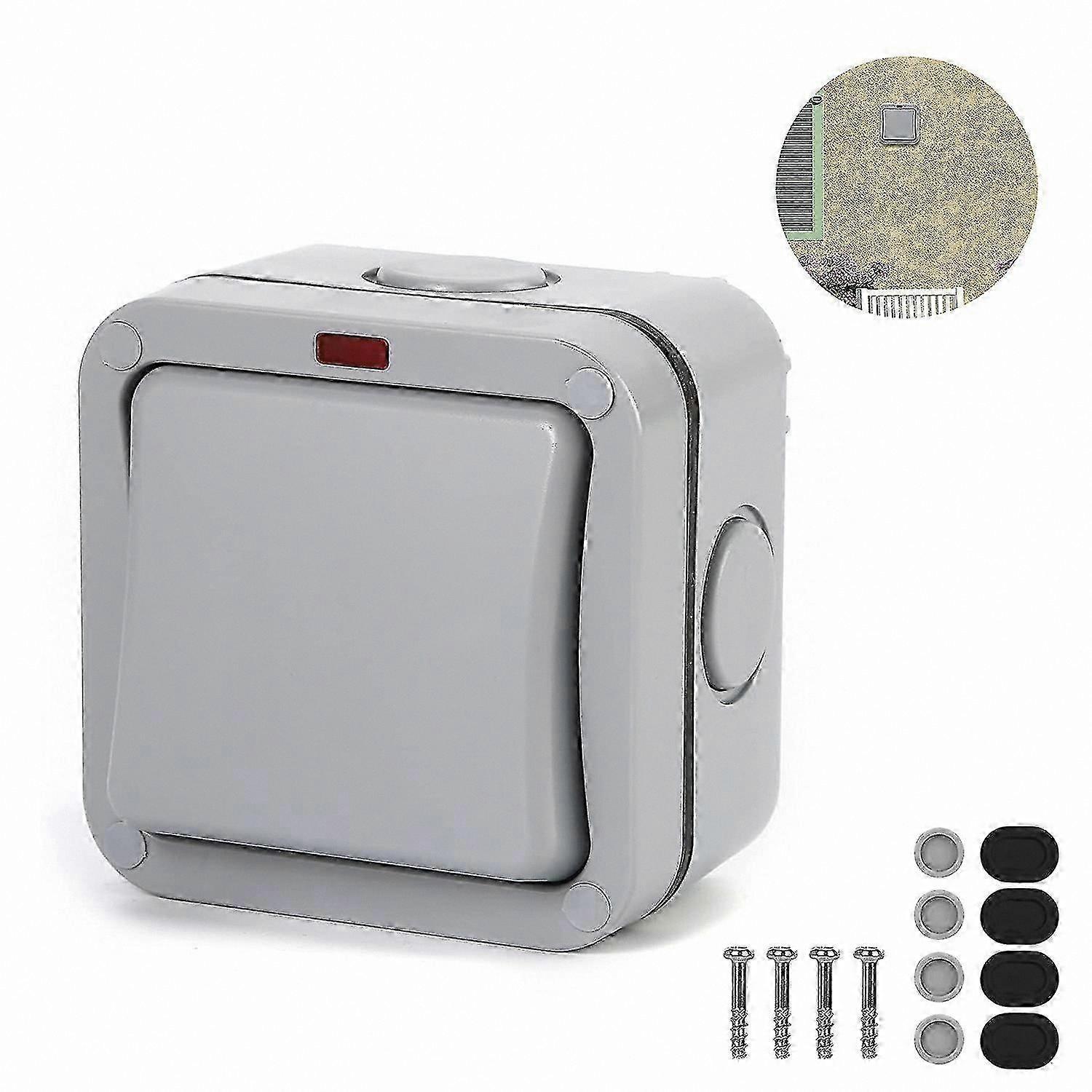 Waterproof Outdoor Switch with Indicator Light, Rainproof Control for Work Areas