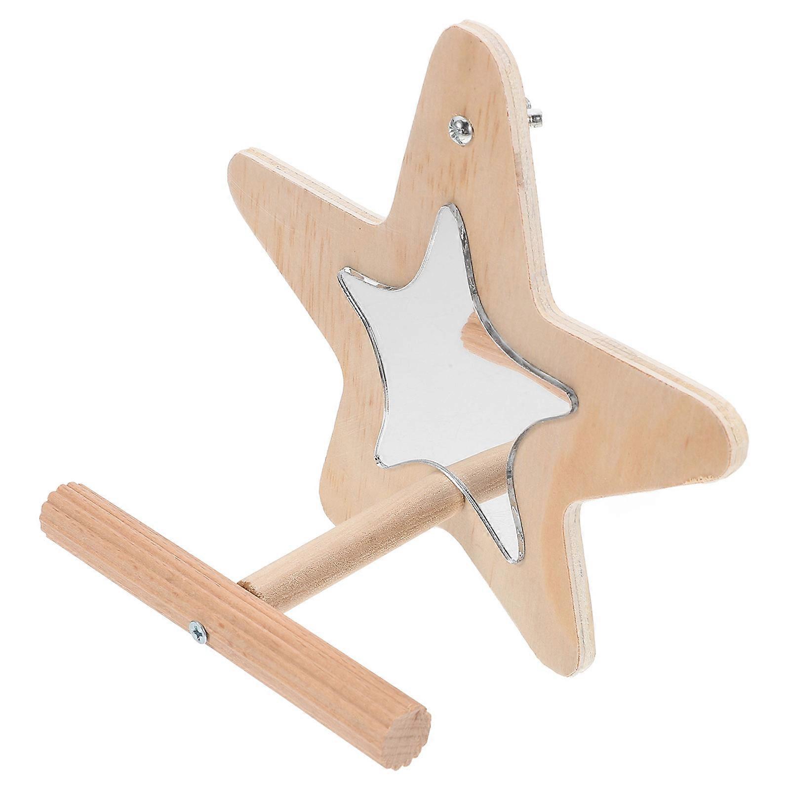Wooden Bird Perch Stand with Mirror for Small Birds Ideal for Pet Use Safe Lightweight Material Multi