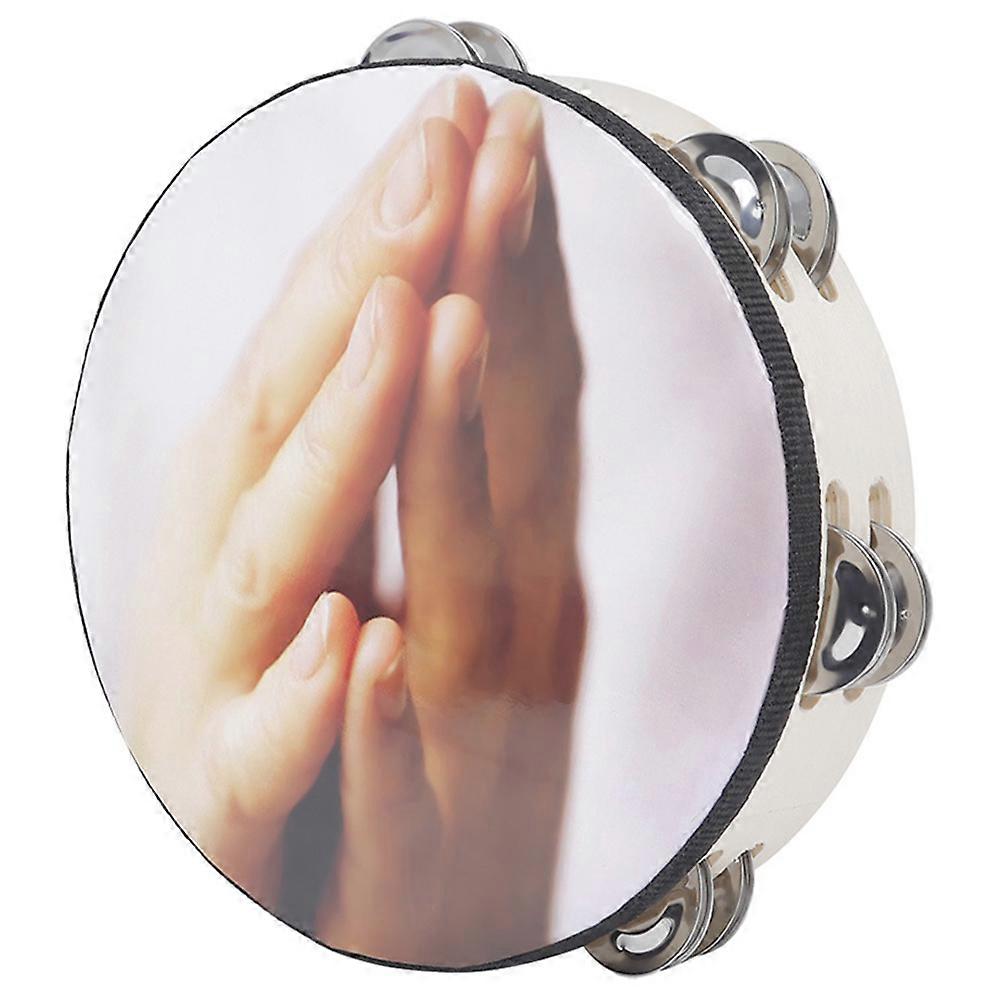 Multi Color Handheld Tambourine Drum for Kids Safe Durable Wood and PET Material 8 Inch Diameter