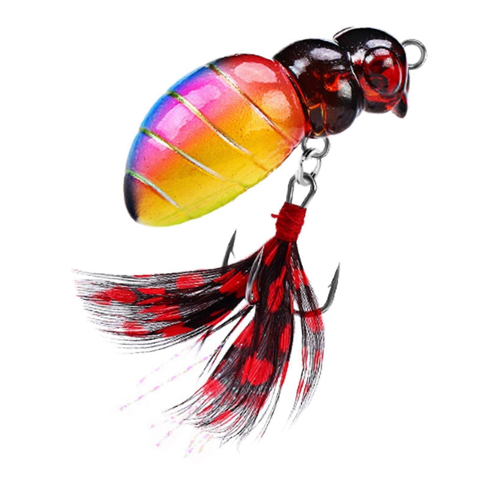 Red bait with hooks as fishing tackle for zander, salmon, and other freshwater fish, redhaired.