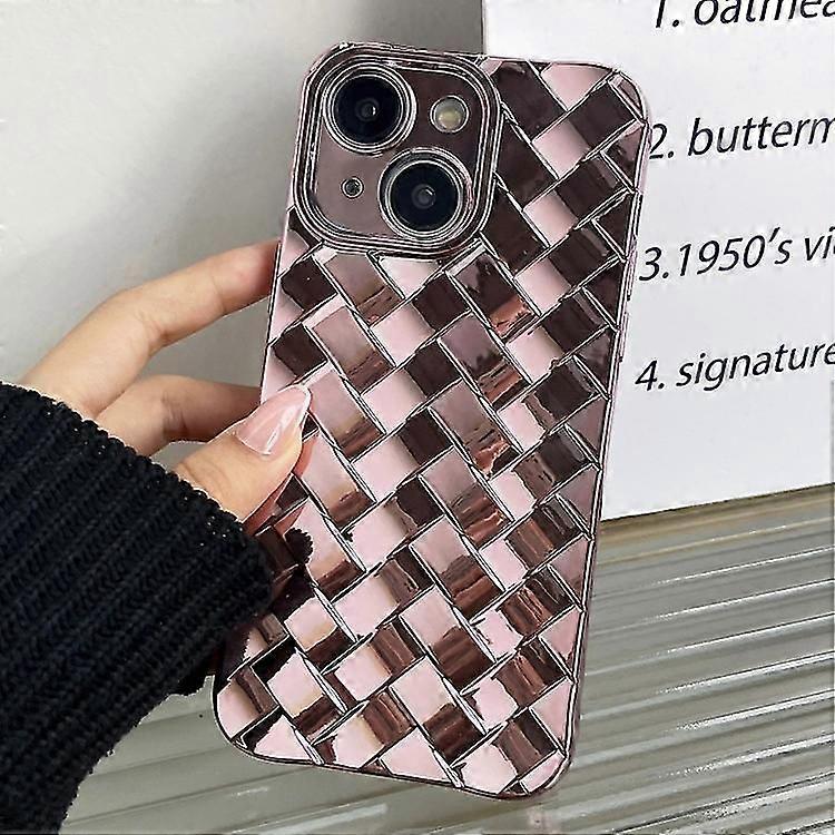 For iPhone 12 Pro Retro Weave Texture Electroplating Phone Case