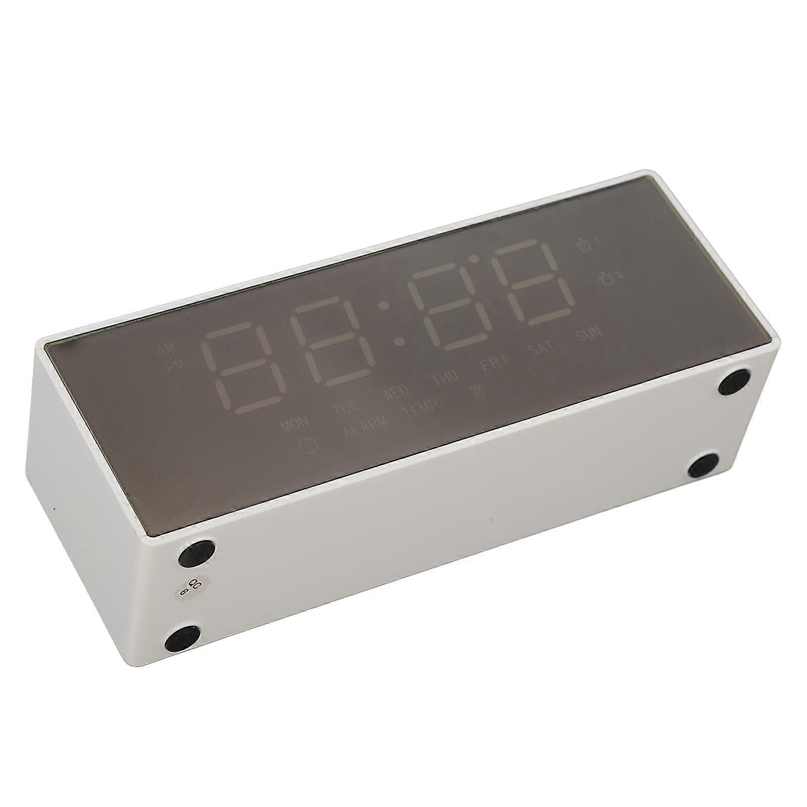 Digital Mirror Alarm Clock Multifunctional LED Mirror Electronic Clocks for Office Table Bedroom White Shell White Light 