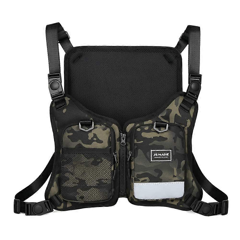Chest Bag for Men and Women - Adjustable Camouflage Crossbody Bag with Reflective Design for Fitness, Hiking, Cycling, 43 x 3 x 25 cm